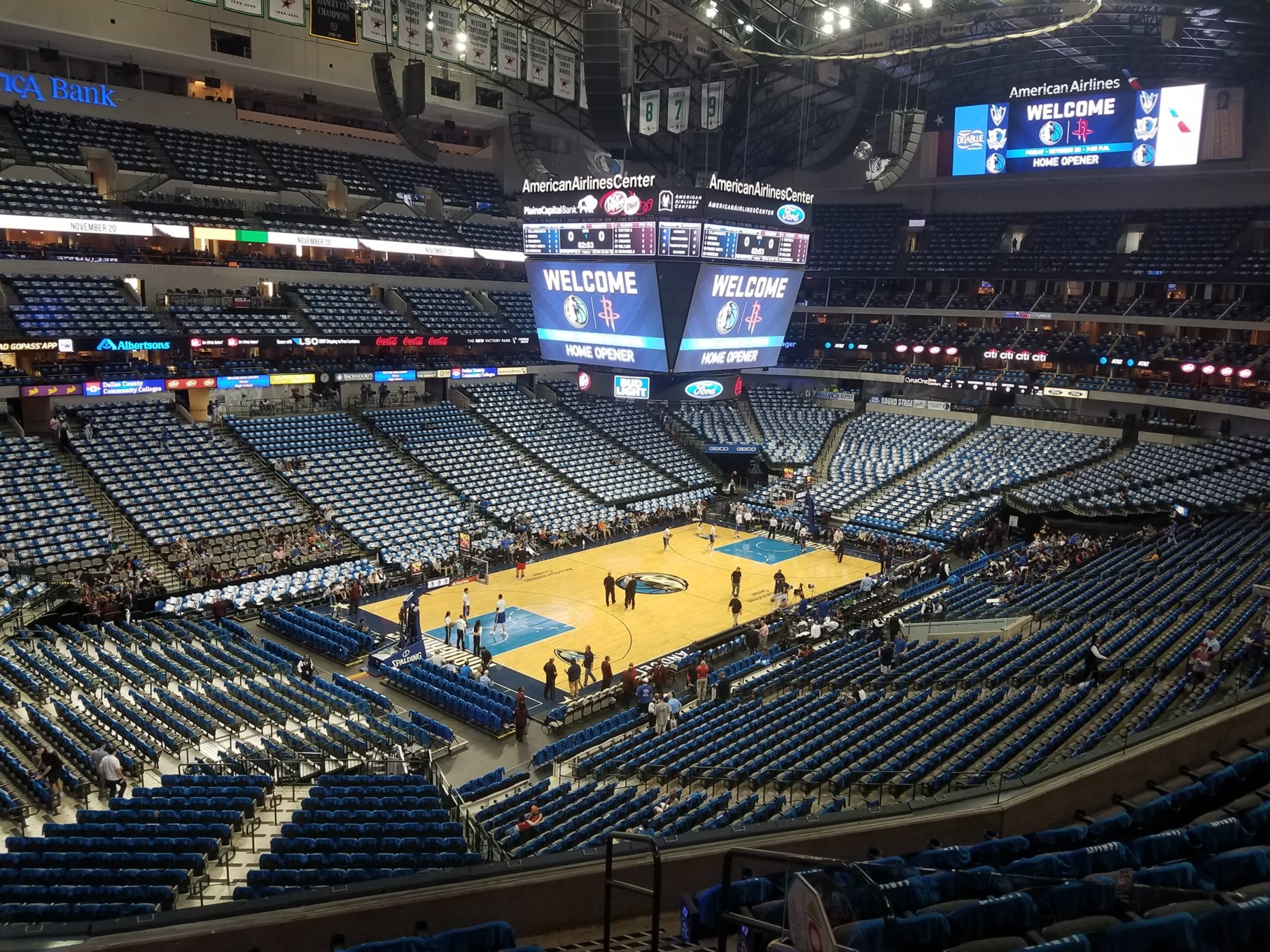 section 222, row h seat view  for basketball - american airlines center