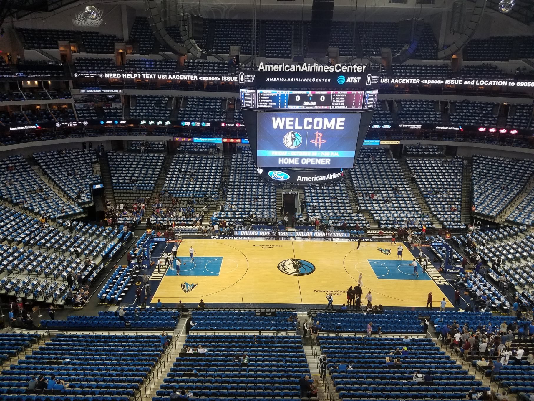 section 310, row a seat view  for basketball - american airlines center