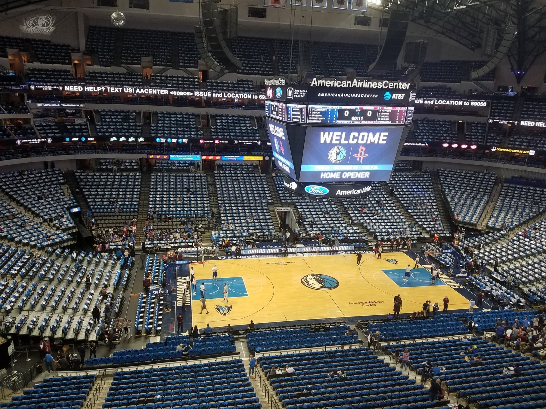 section 311, row a seat view  for basketball - american airlines center