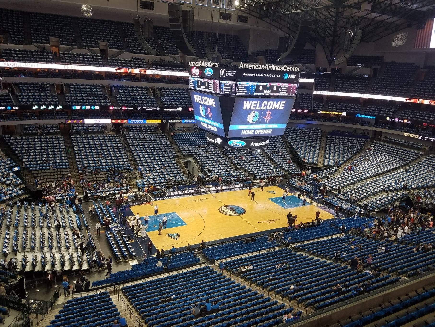 section 312, row a seat view  for basketball - american airlines center