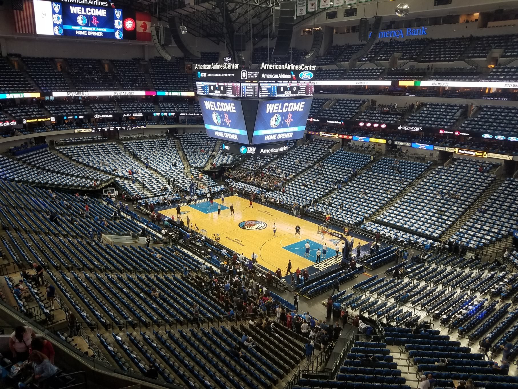 section 322, row a seat view  for basketball - american airlines center