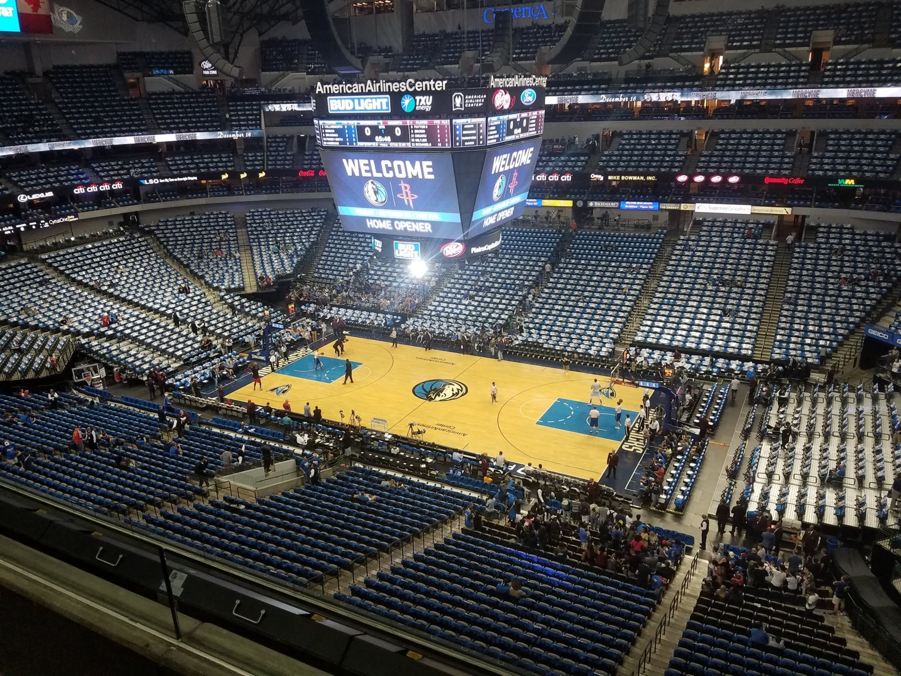 section 324, row a seat view  for basketball - american airlines center