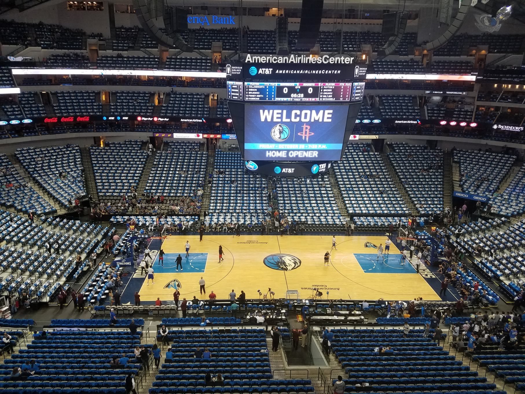 section 327, row a seat view  for basketball - american airlines center