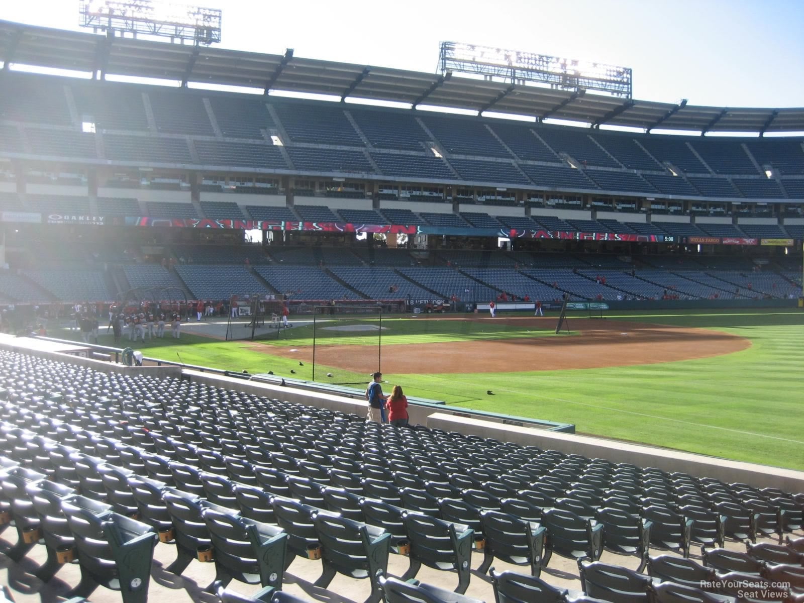 section 129, row s seat view  for baseball - angel stadium