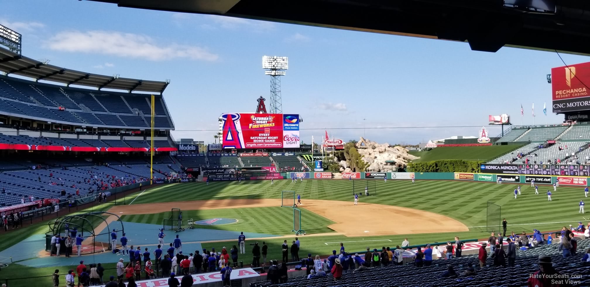 section 222, row f seat view  for baseball - angel stadium