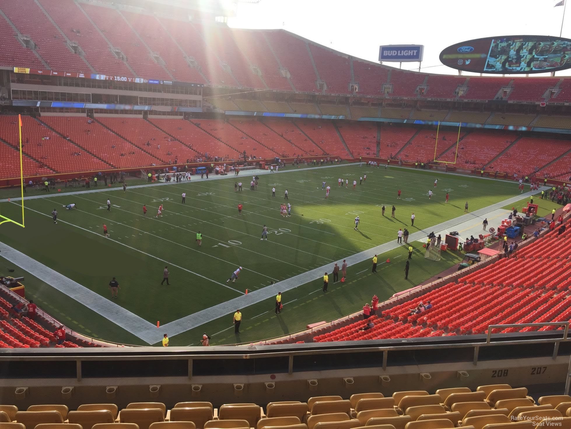 section 208, row 7 seat view  for football - arrowhead stadium