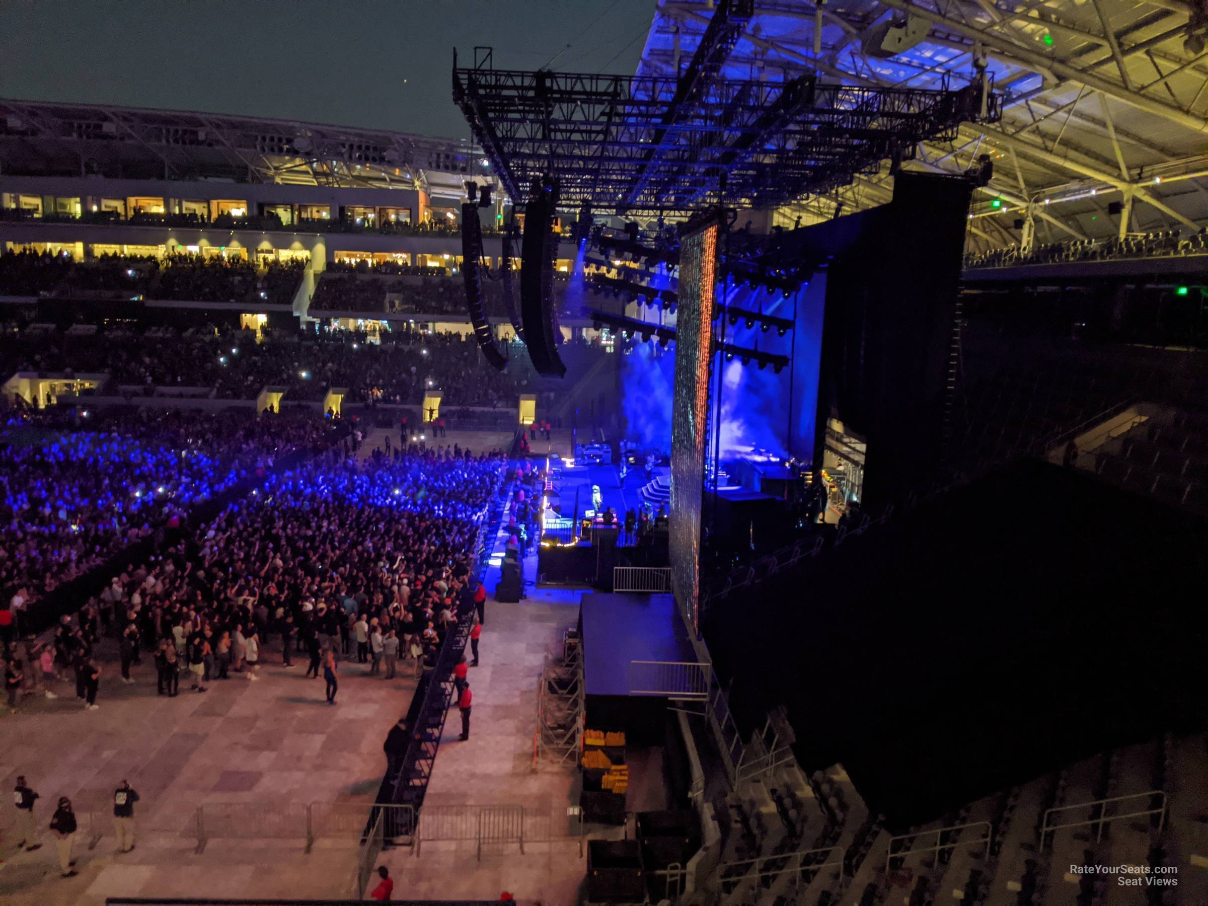 section 208, row b seat view  for concert - bmo stadium