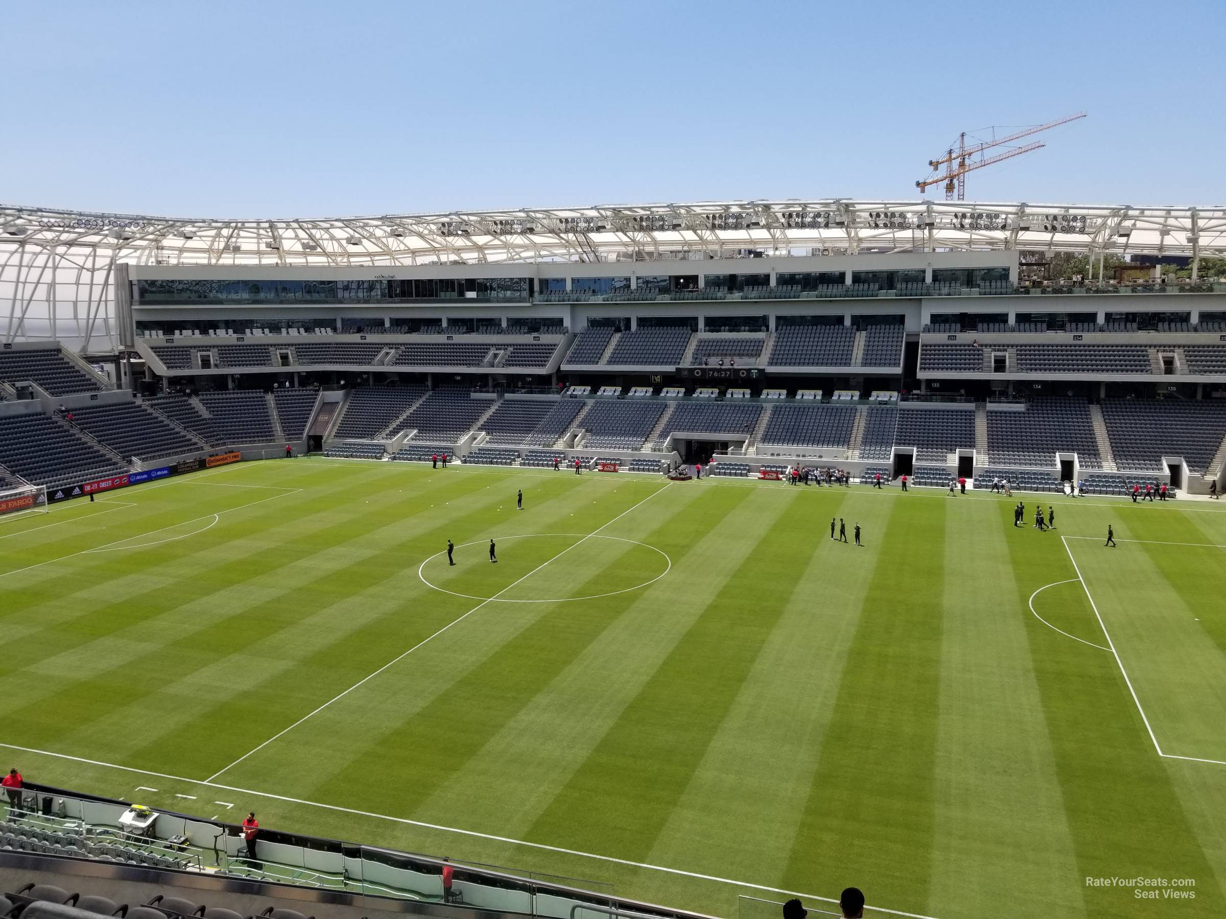 section 210, row p seat view  for soccer - bmo stadium