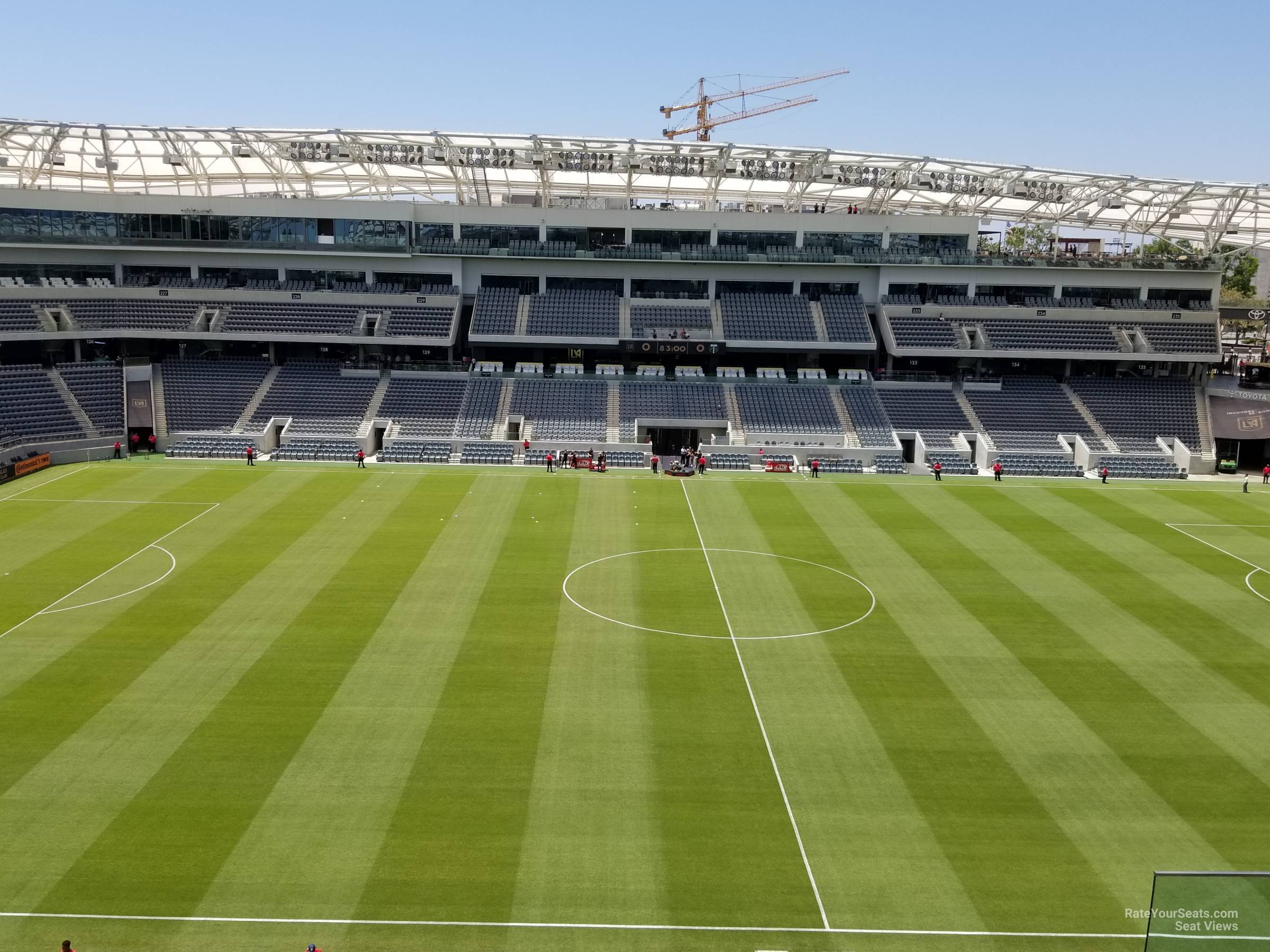 section 213, row p seat view  for soccer - bmo stadium