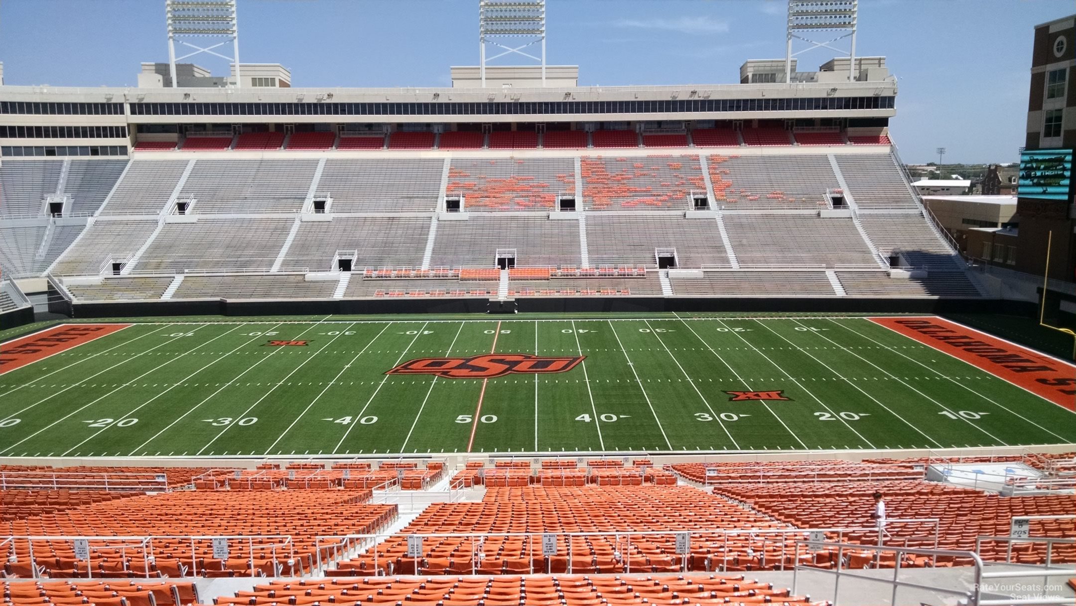 section 206, row 19 seat view  for football - boone pickens stadium