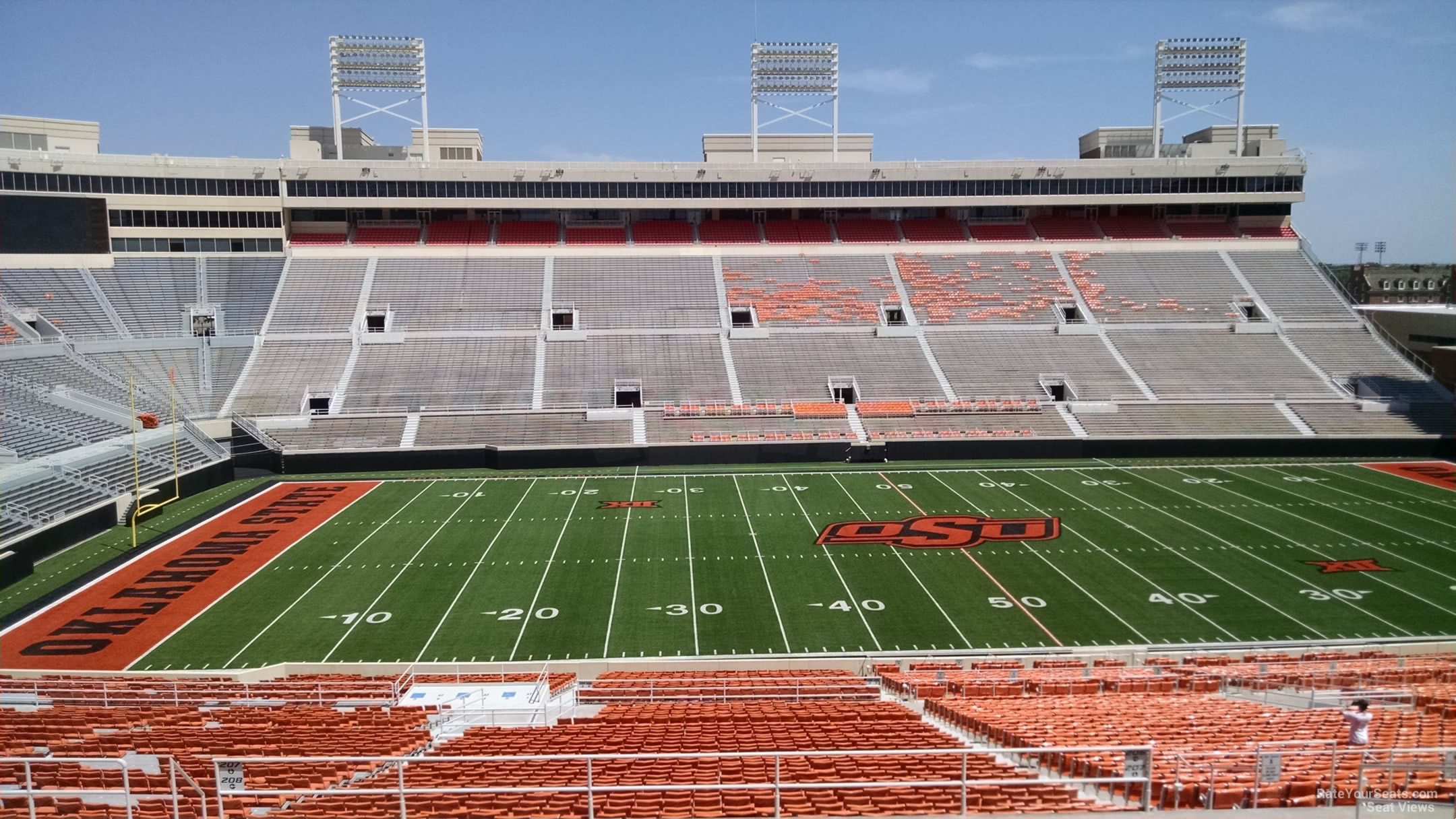 section 208, row 19 seat view  for football - boone pickens stadium