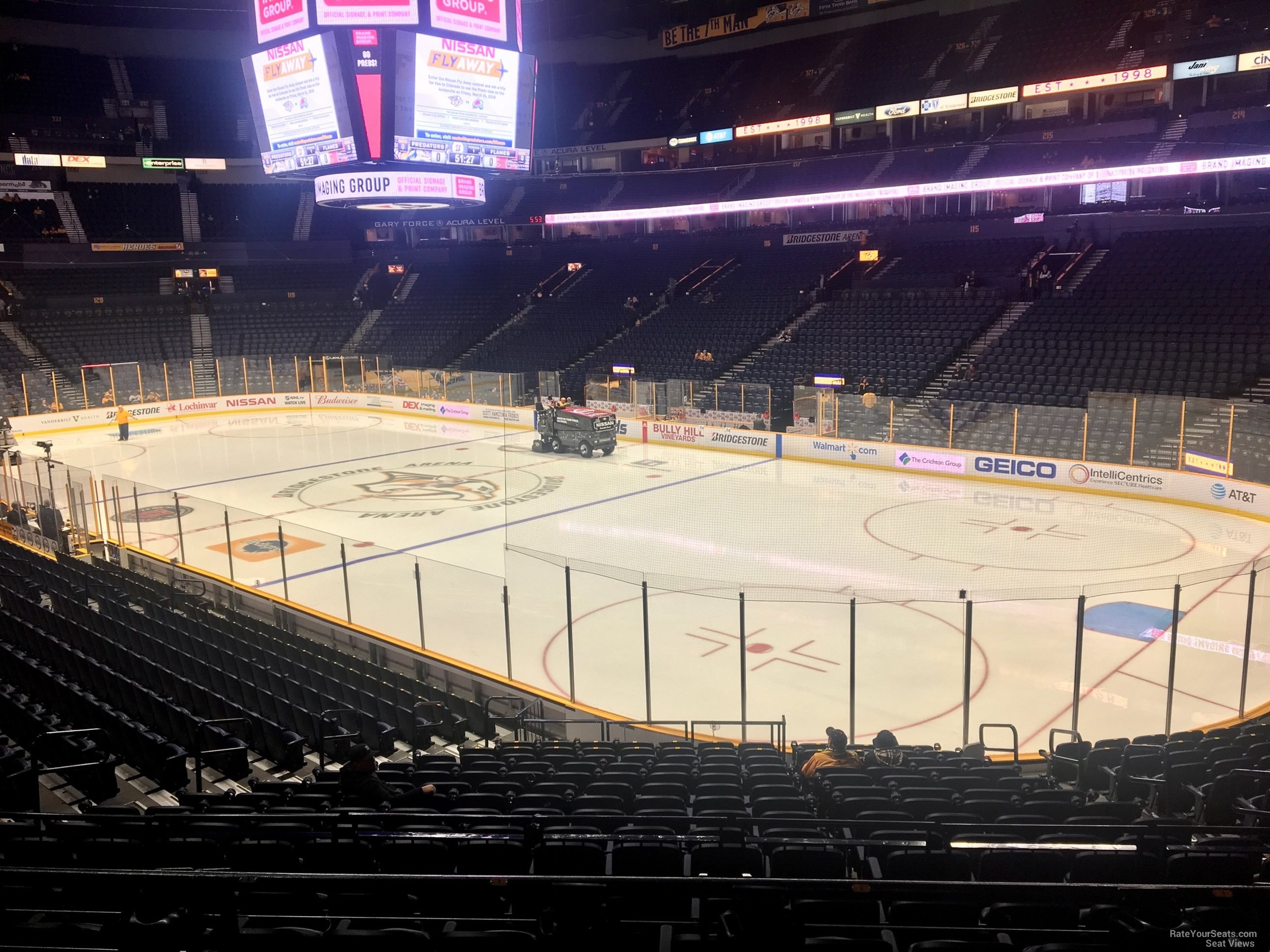 section 108, row f seat view  for hockey - bridgestone arena