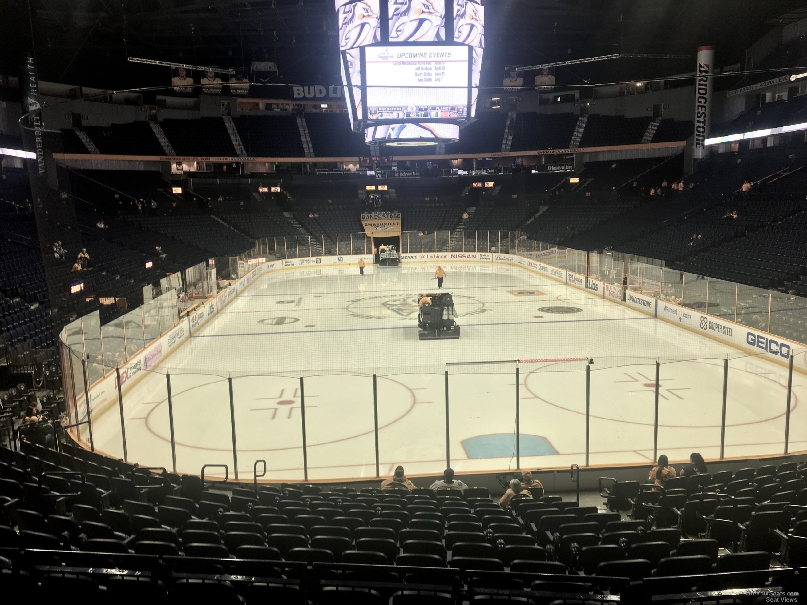 section 120, row f seat view  for hockey - bridgestone arena