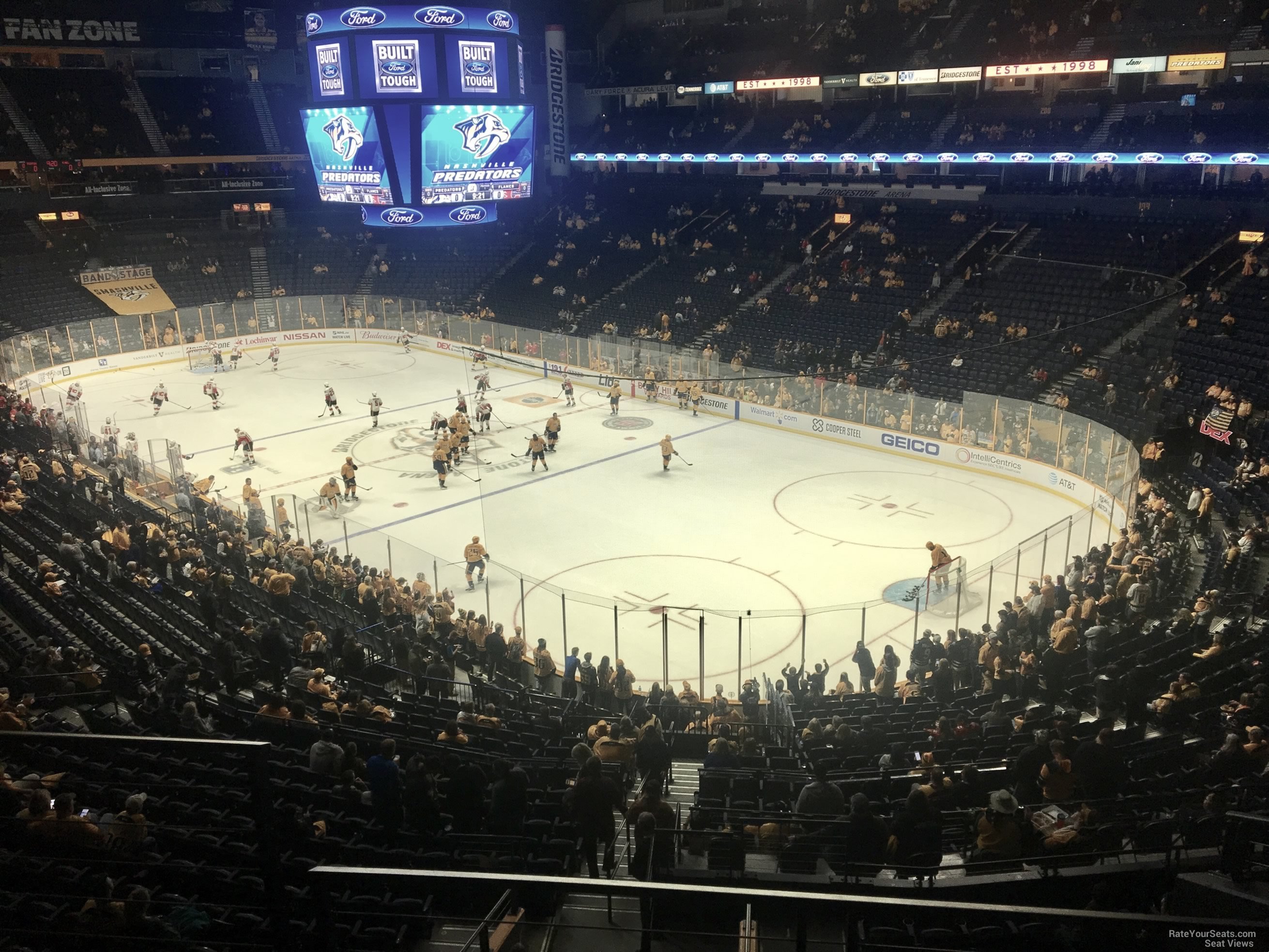 section 220, row e seat view  for hockey - bridgestone arena