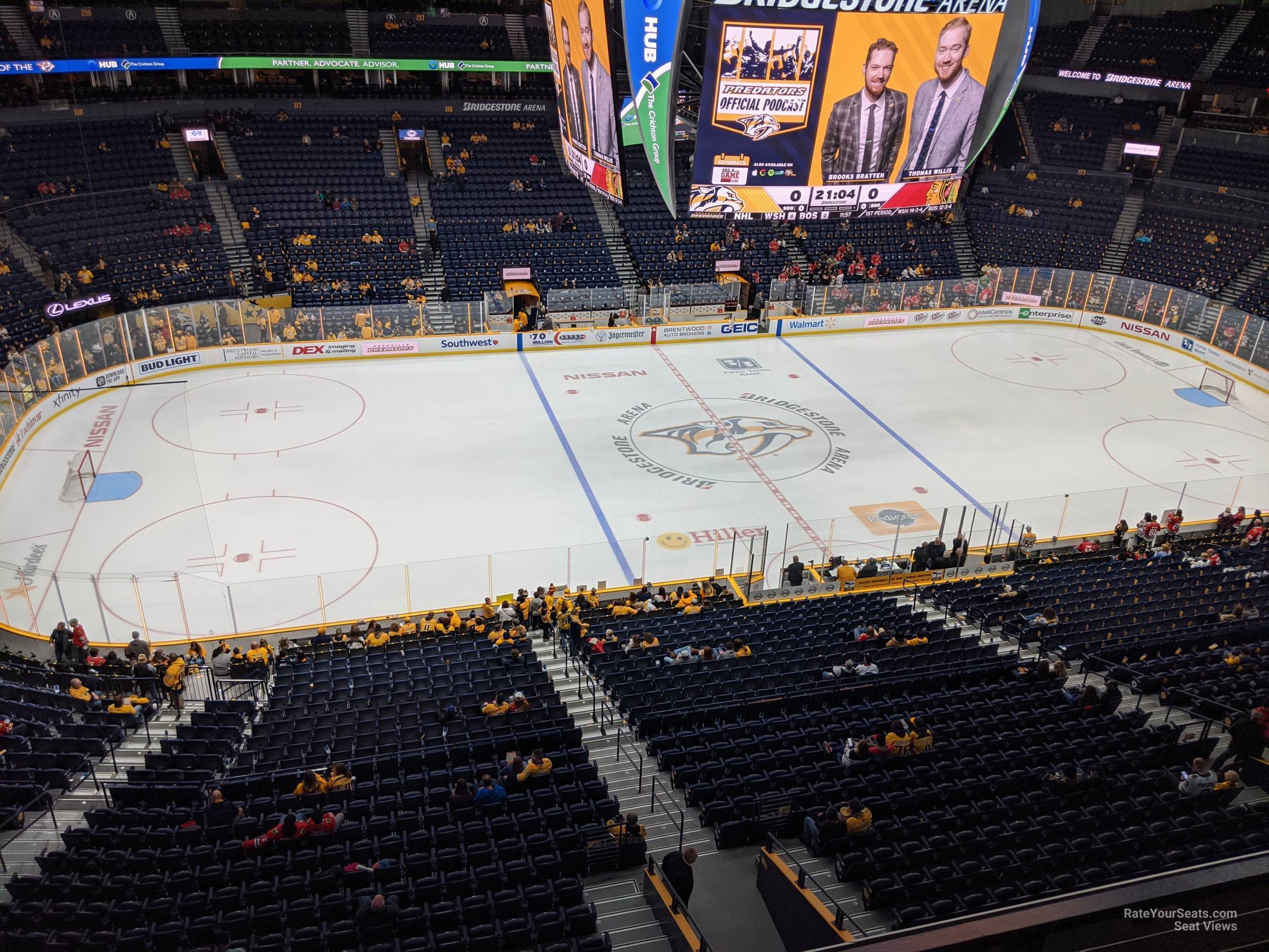 section 308, row b seat view  for hockey - bridgestone arena