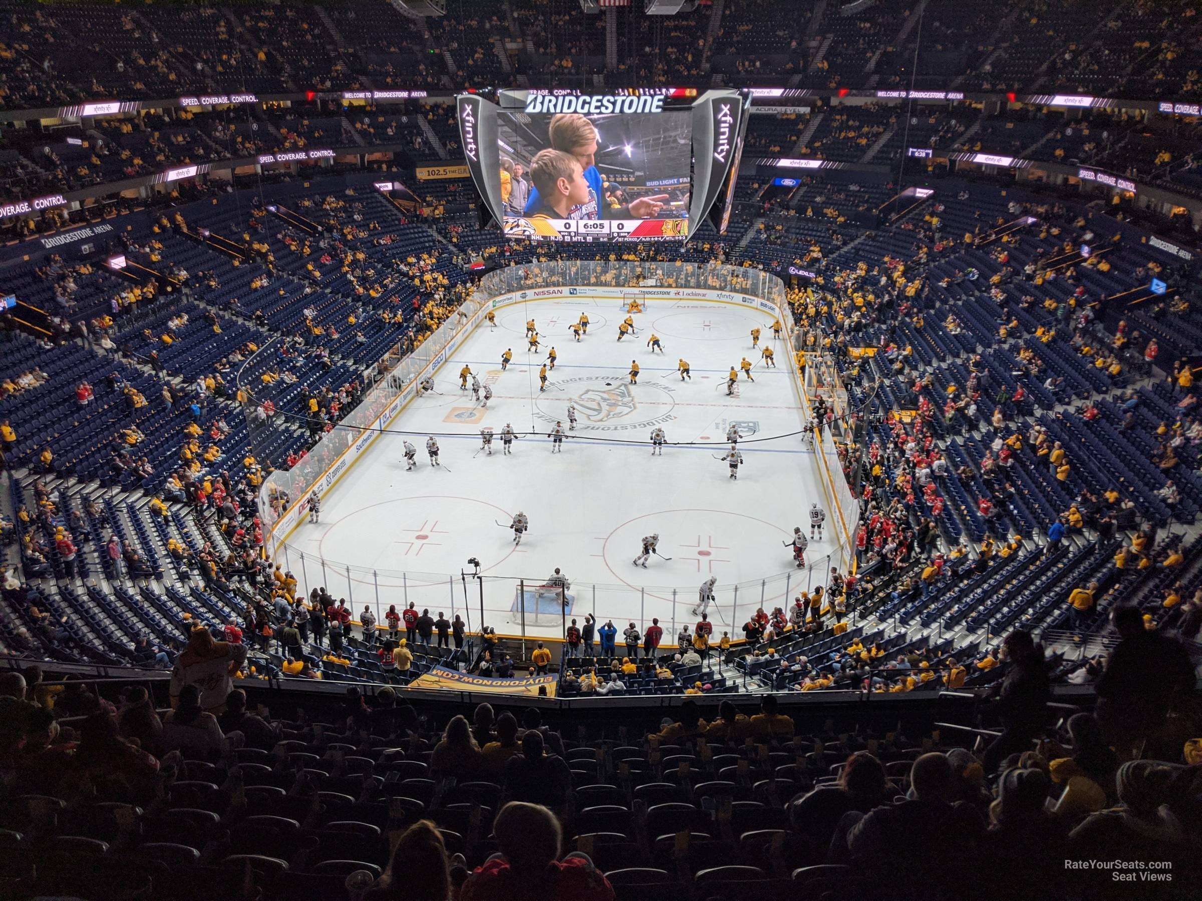 section 318, row m seat view  for hockey - bridgestone arena