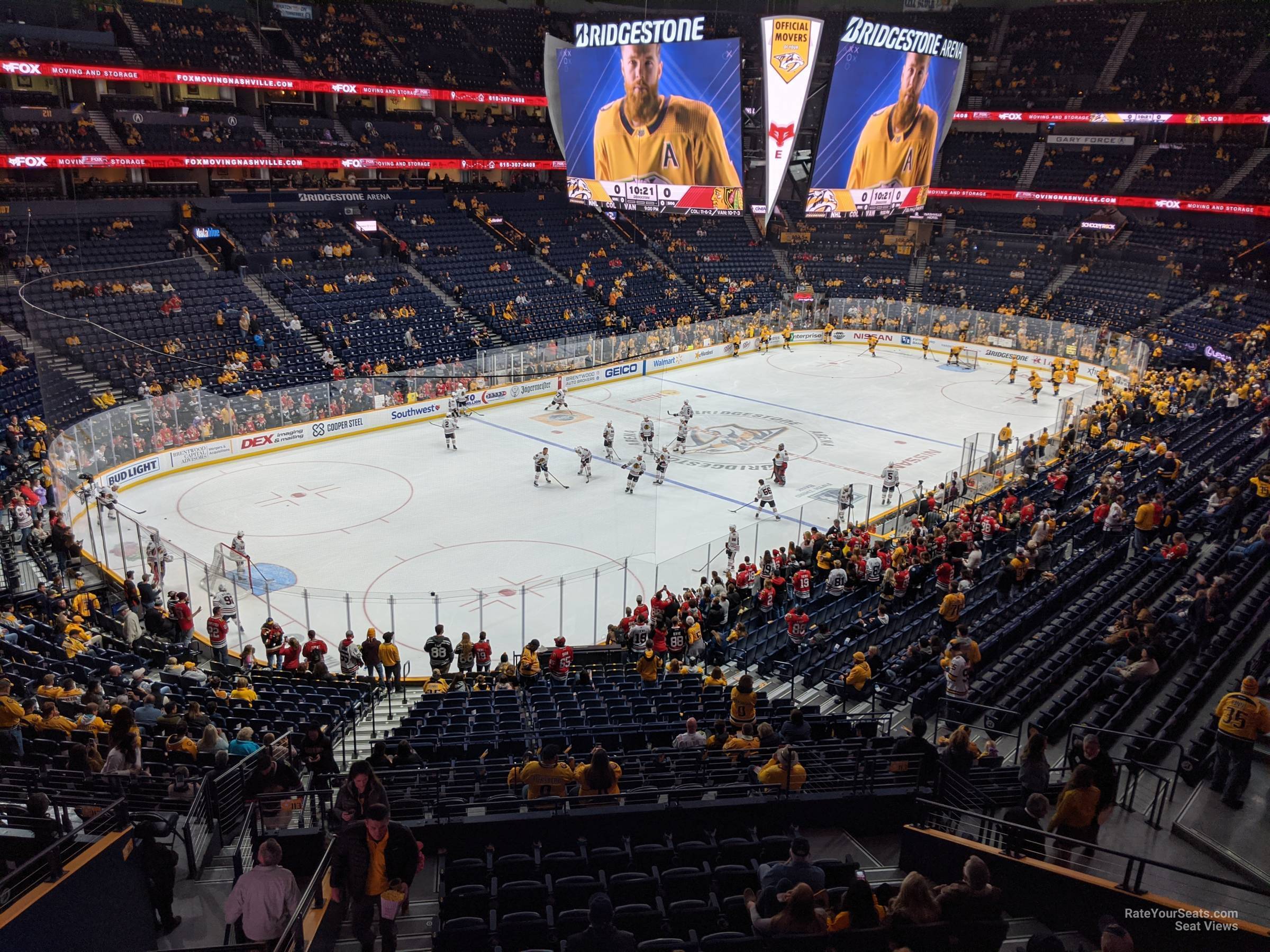 section 321, row b seat view  for hockey - bridgestone arena