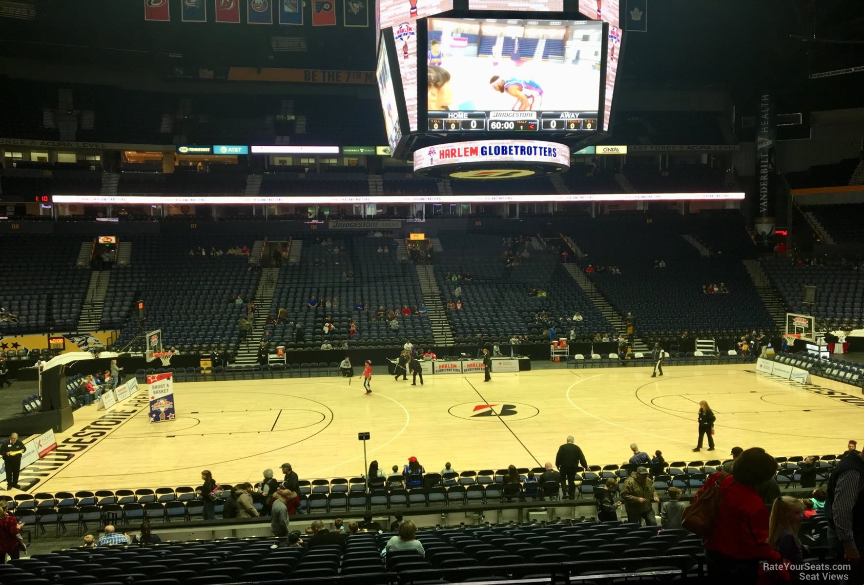 section 105, row g seat view  for basketball - bridgestone arena