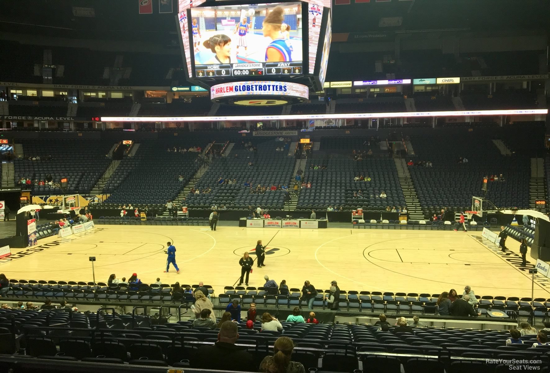 section 106, row g seat view  for basketball - bridgestone arena