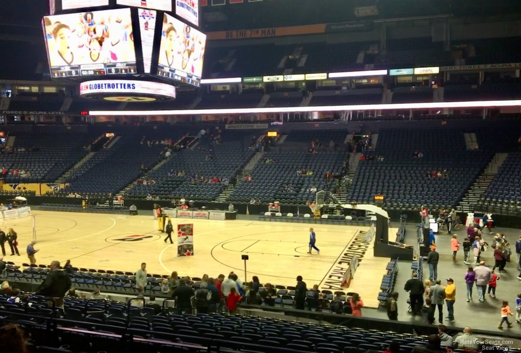 section 107, row g seat view  for basketball - bridgestone arena