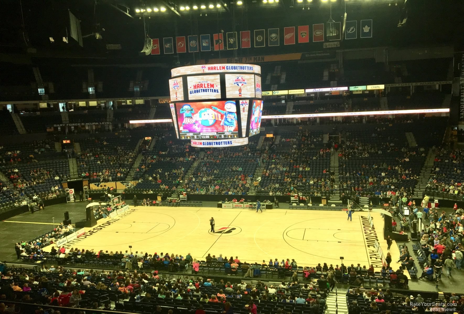 section 210, row d seat view  for basketball - bridgestone arena