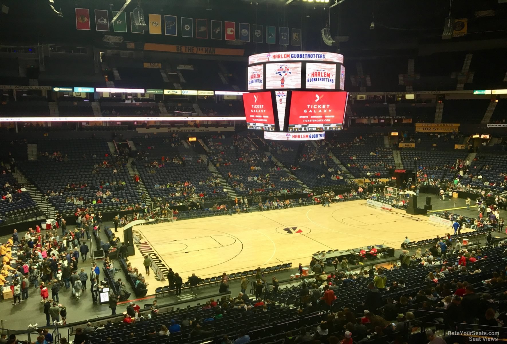 section 213, row d seat view  for basketball - bridgestone arena