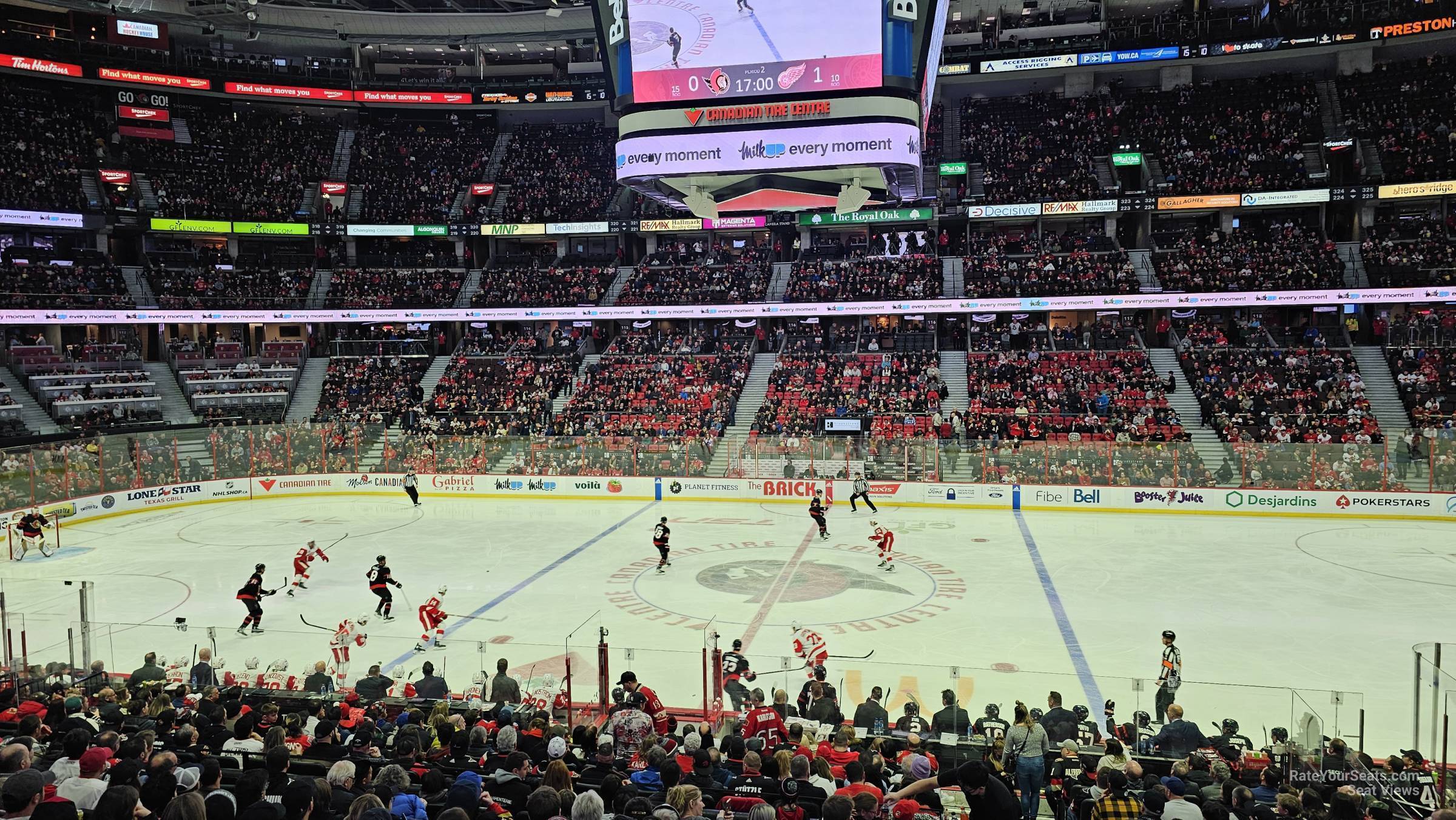 section 106, row r seat view  for hockey - canadian tire centre
