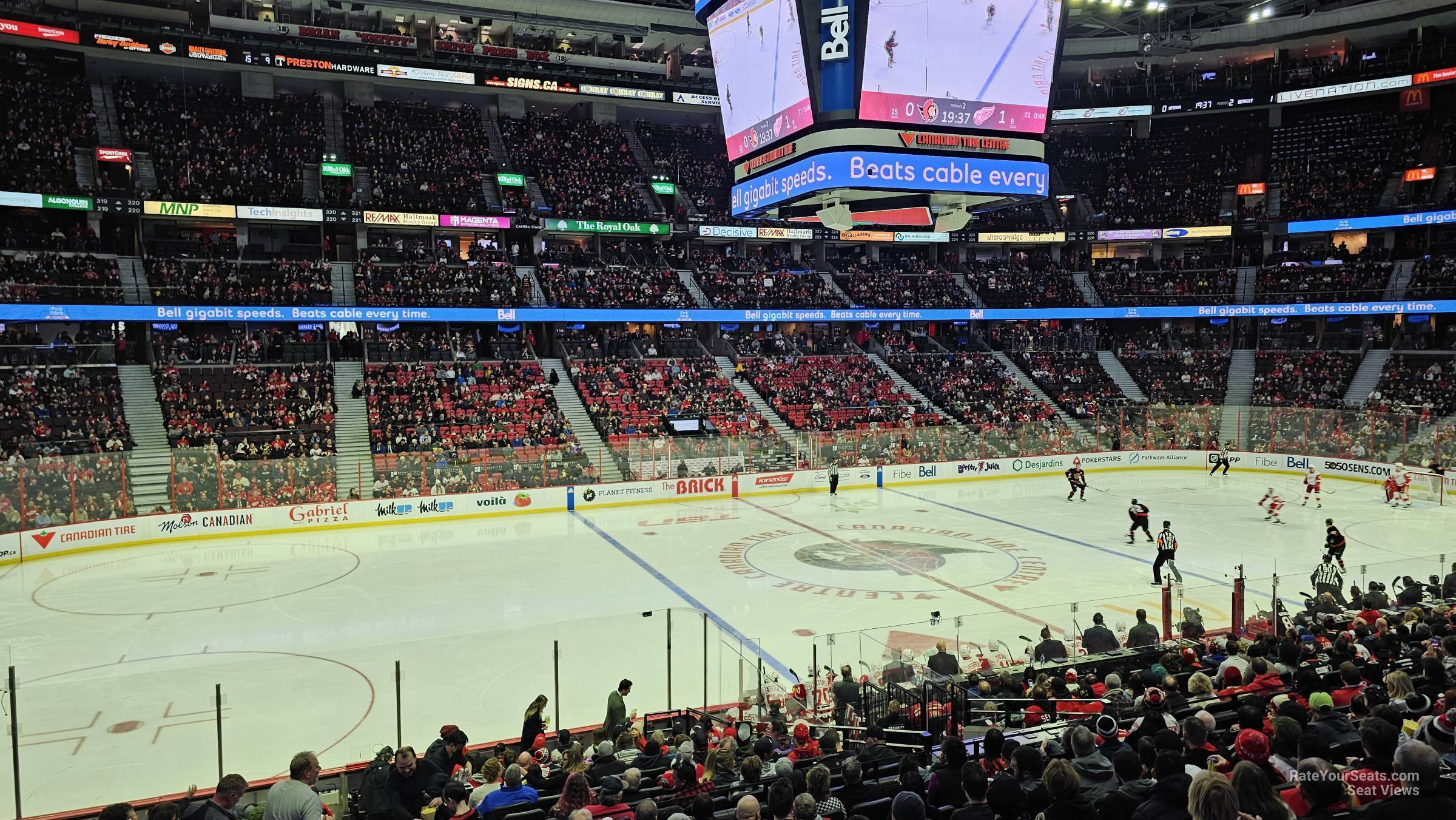 section 108, row r seat view  for hockey - canadian tire centre