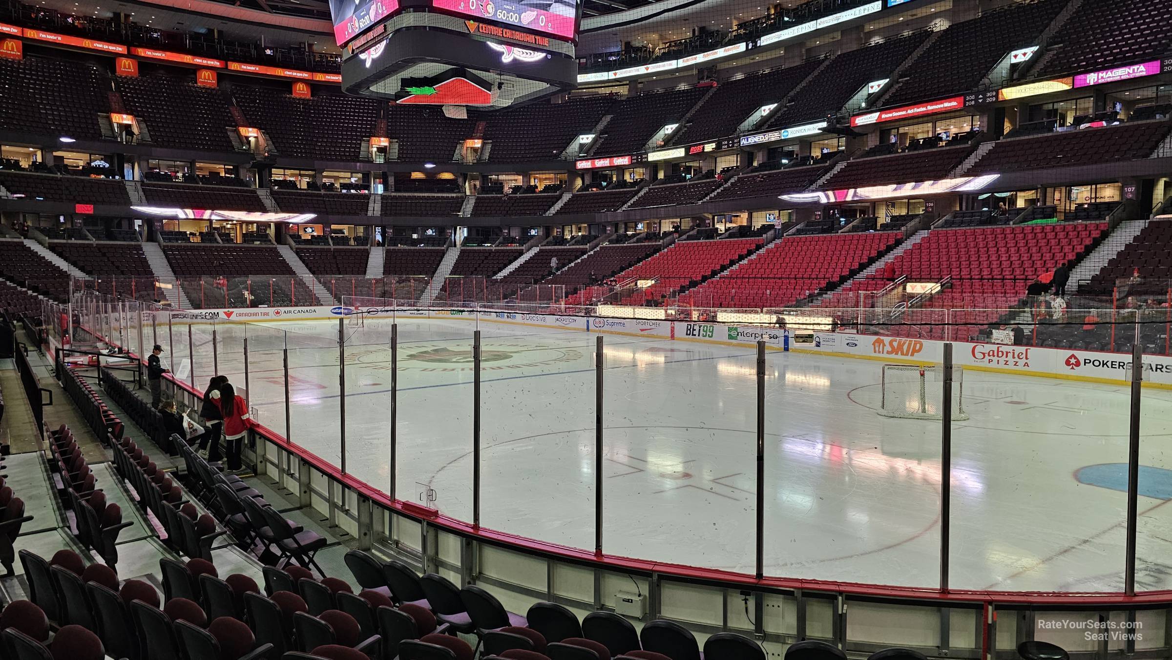 club bell 113, row aa seat view  for hockey - canadian tire centre