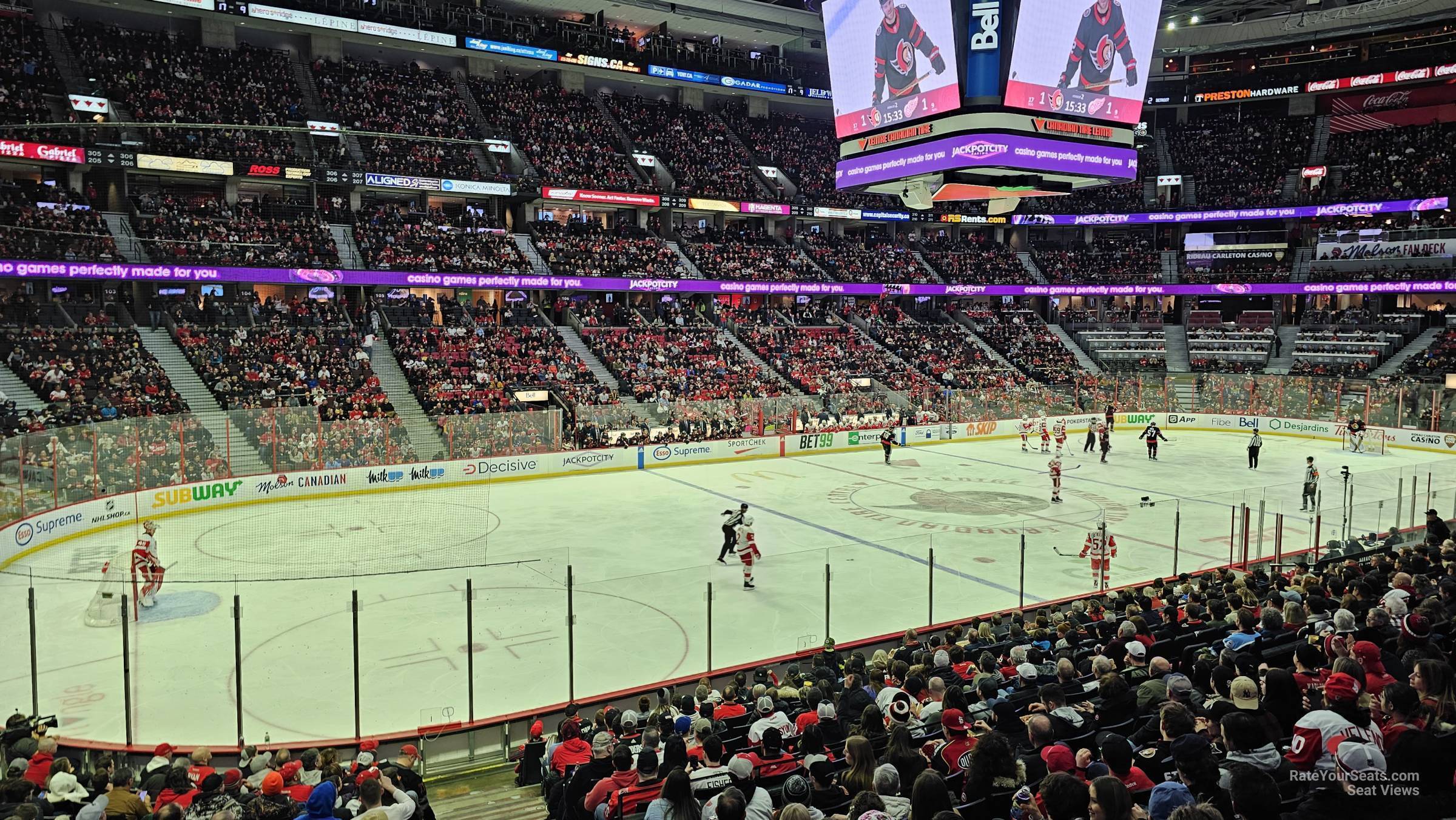 section 119, row r seat view  for hockey - canadian tire centre