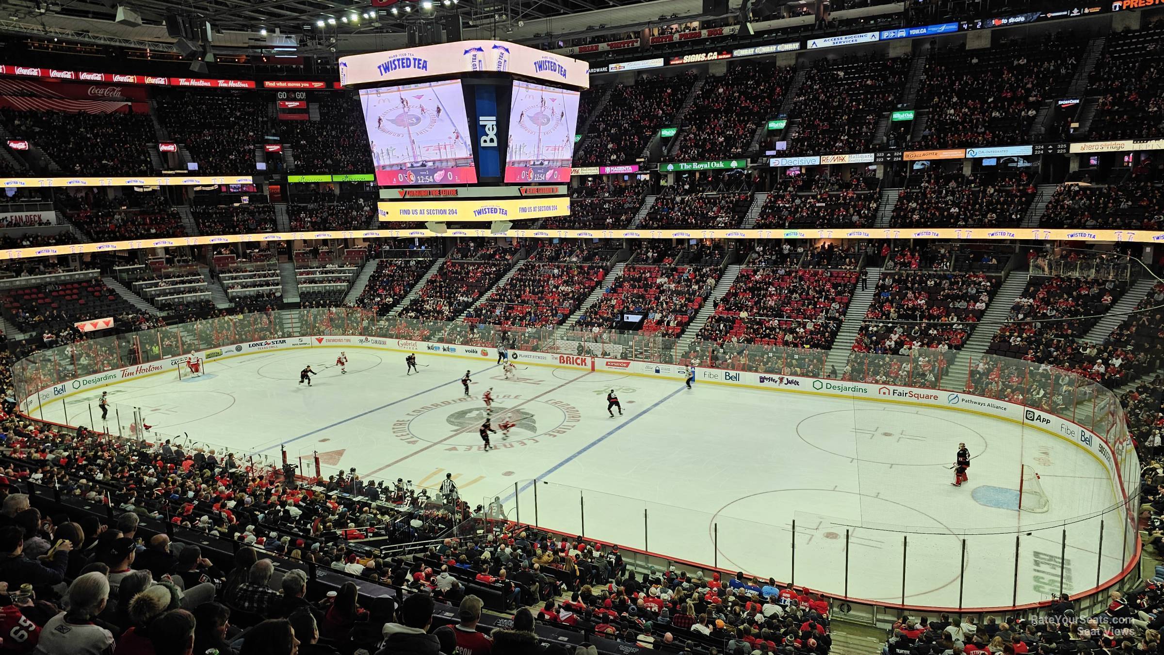 section 206, row f seat view  for hockey - canadian tire centre