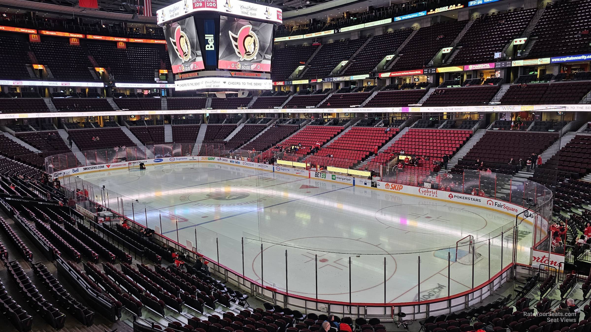 section 218, row a seat view for hockey - canadian tire centre