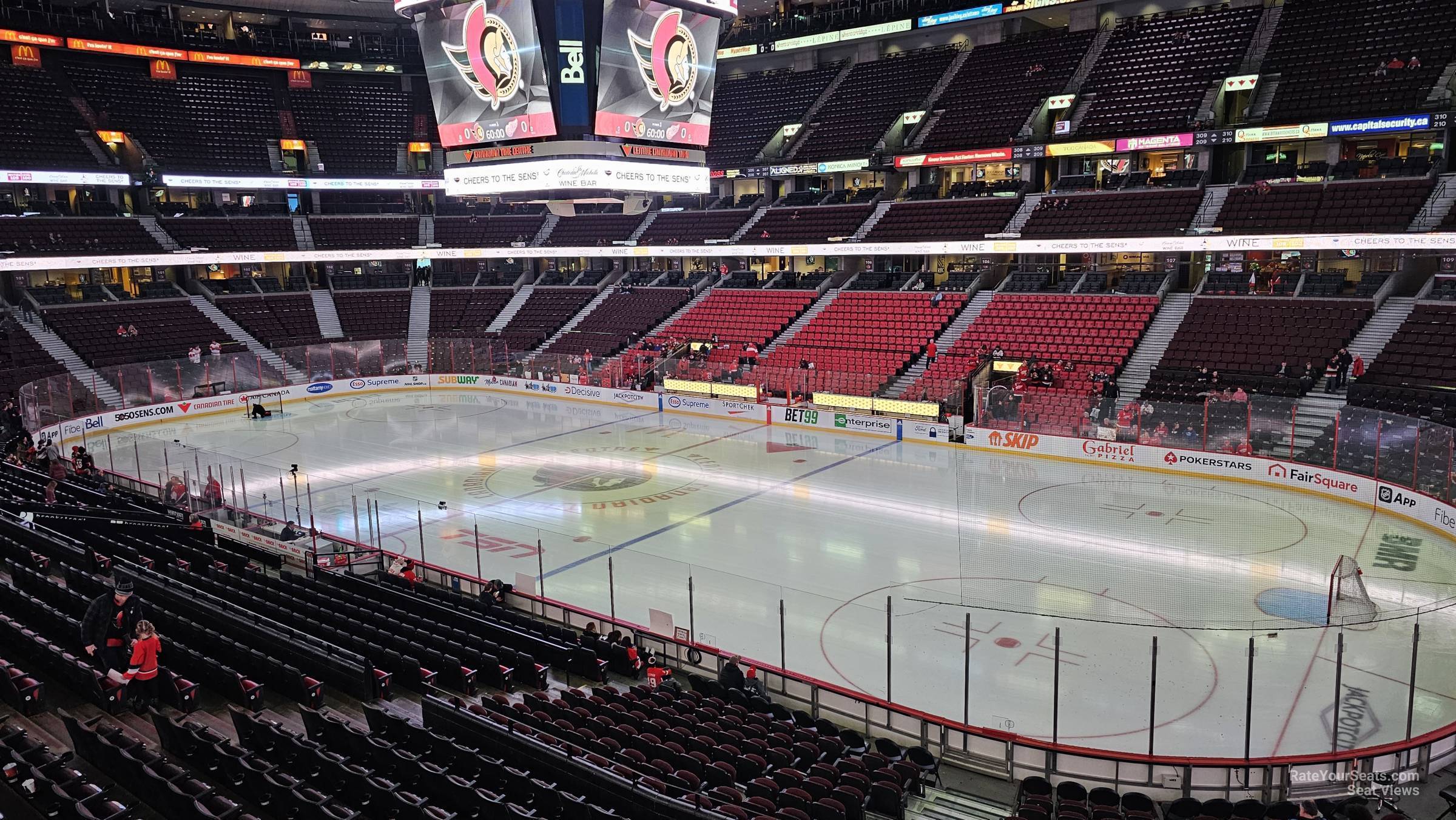 section 219, row a seat view for hockey - canadian tire centre