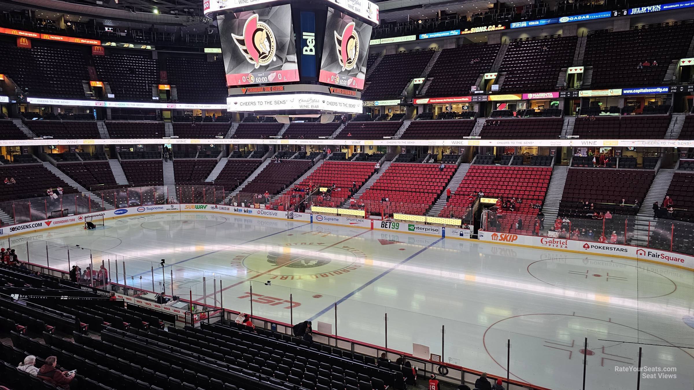 section 220, row a seat view  for hockey - canadian tire centre
