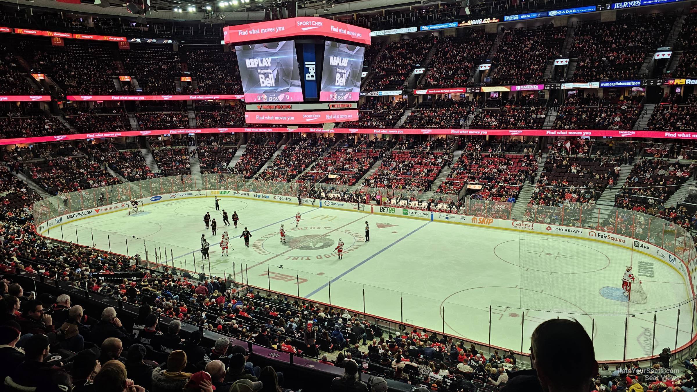 section 220, row f seat view  for hockey - canadian tire centre