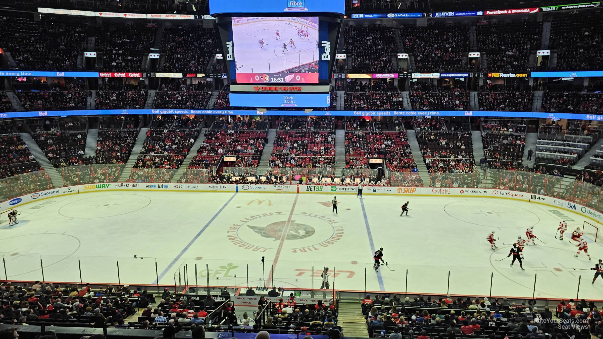 section 222, row f seat view  for hockey - canadian tire centre