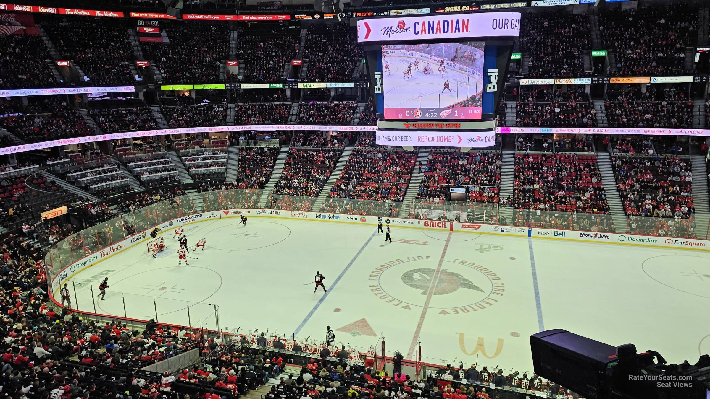section 308, row a seat view  for hockey - canadian tire centre