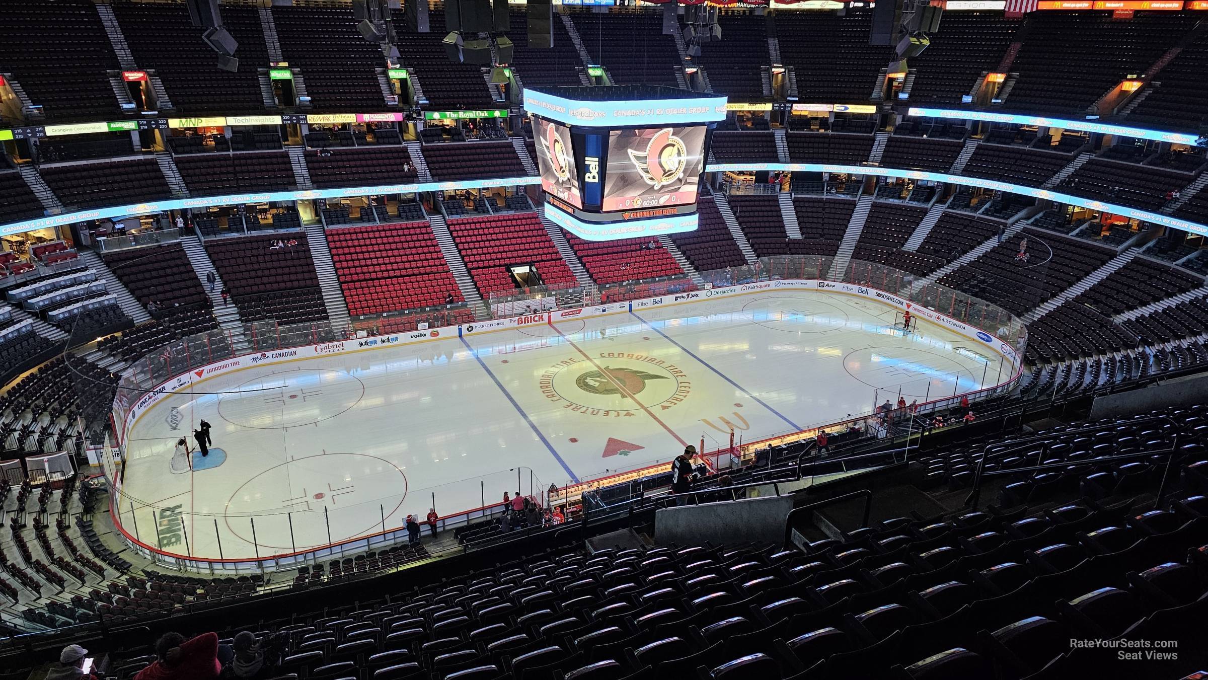 section 310, row p seat view for hockey - canadian tire centre
