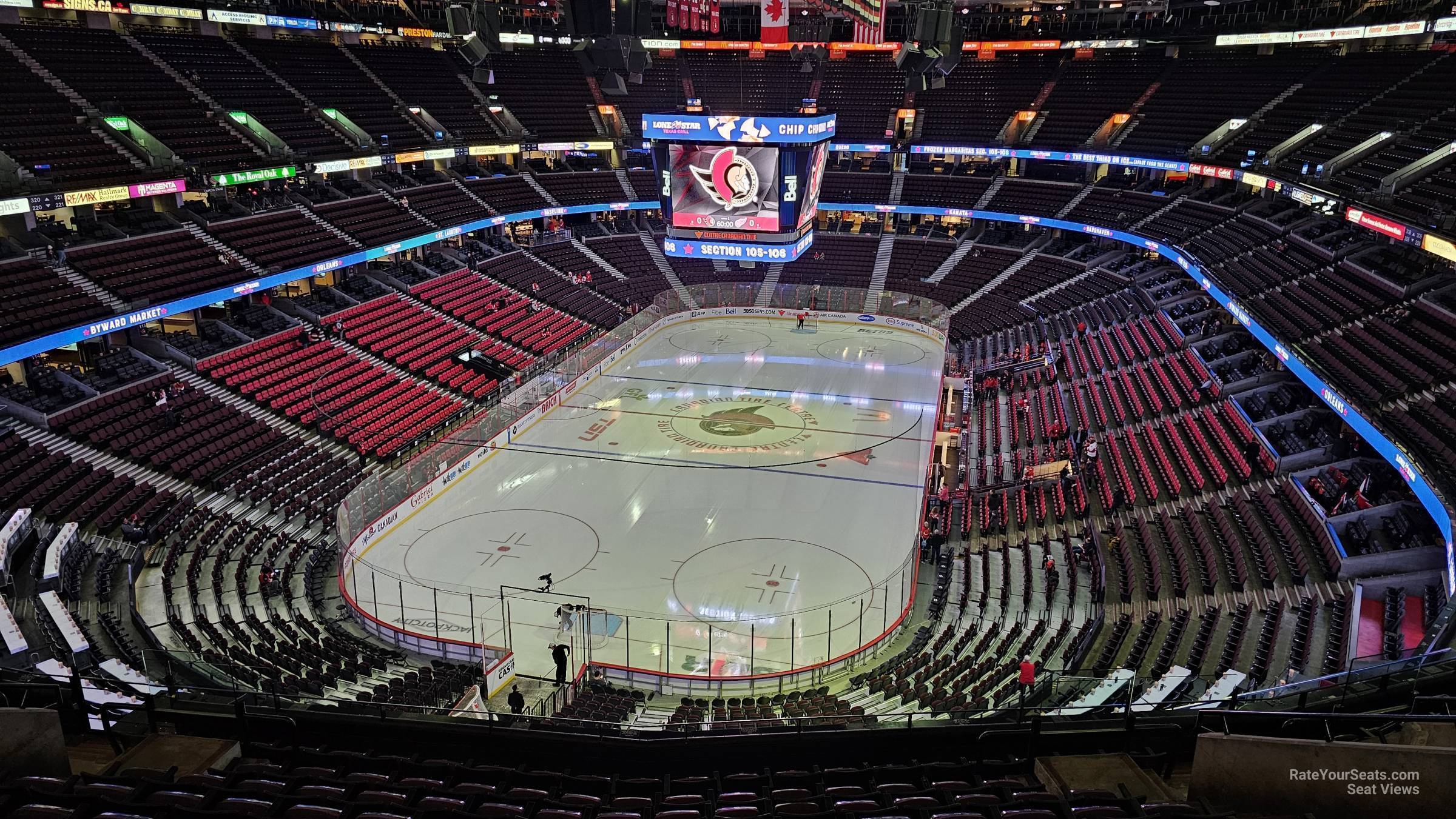 section 314, row l seat view for hockey - canadian tire centre