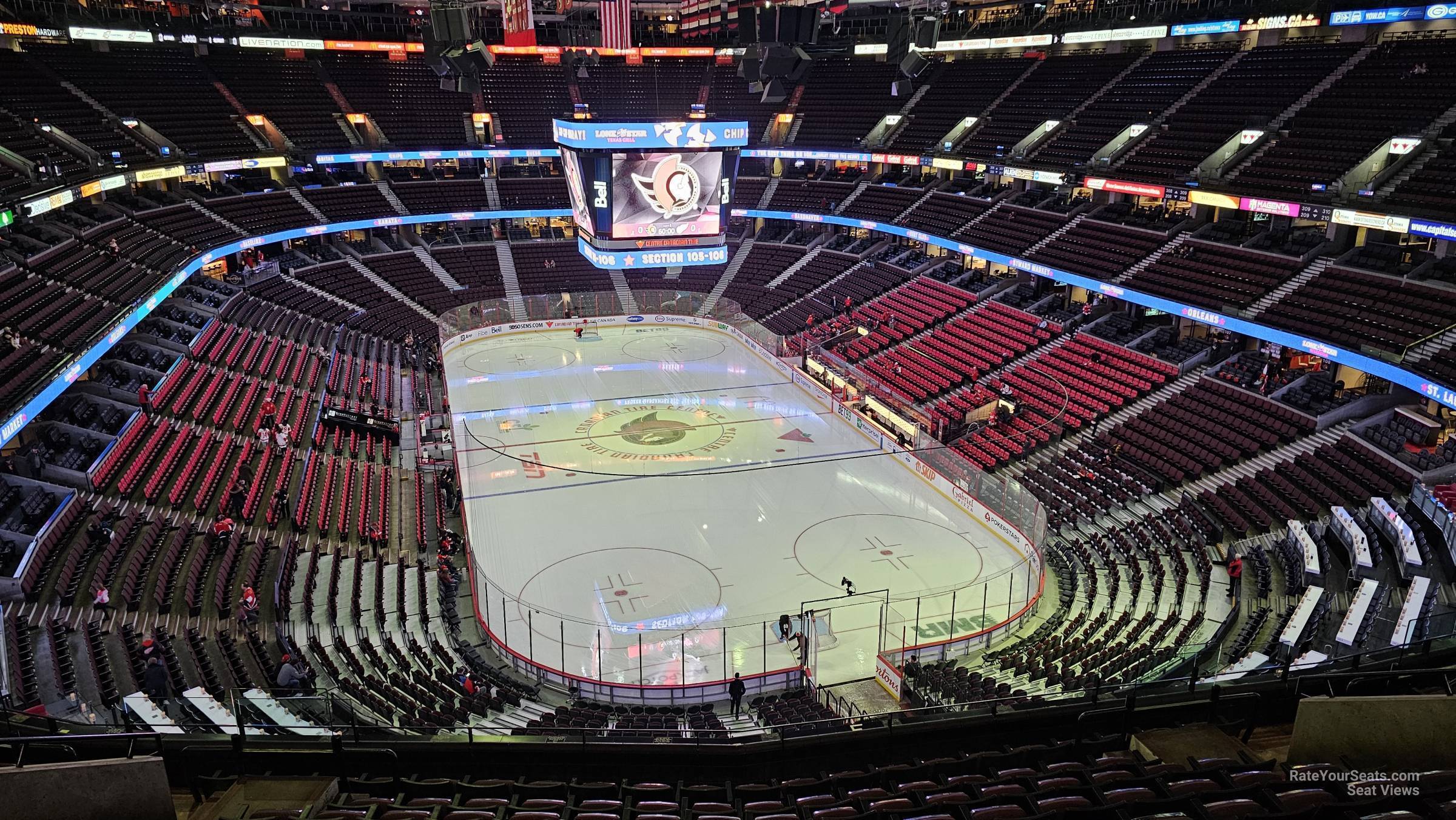 section 316, row l seat view  for hockey - canadian tire centre