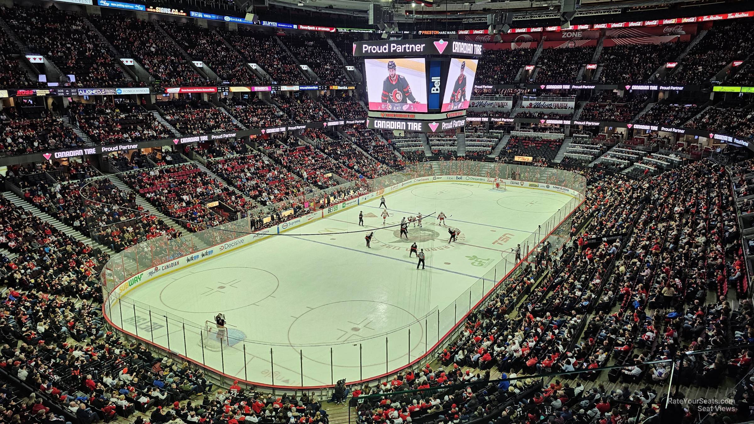 section 327, row a seat view  for hockey - canadian tire centre