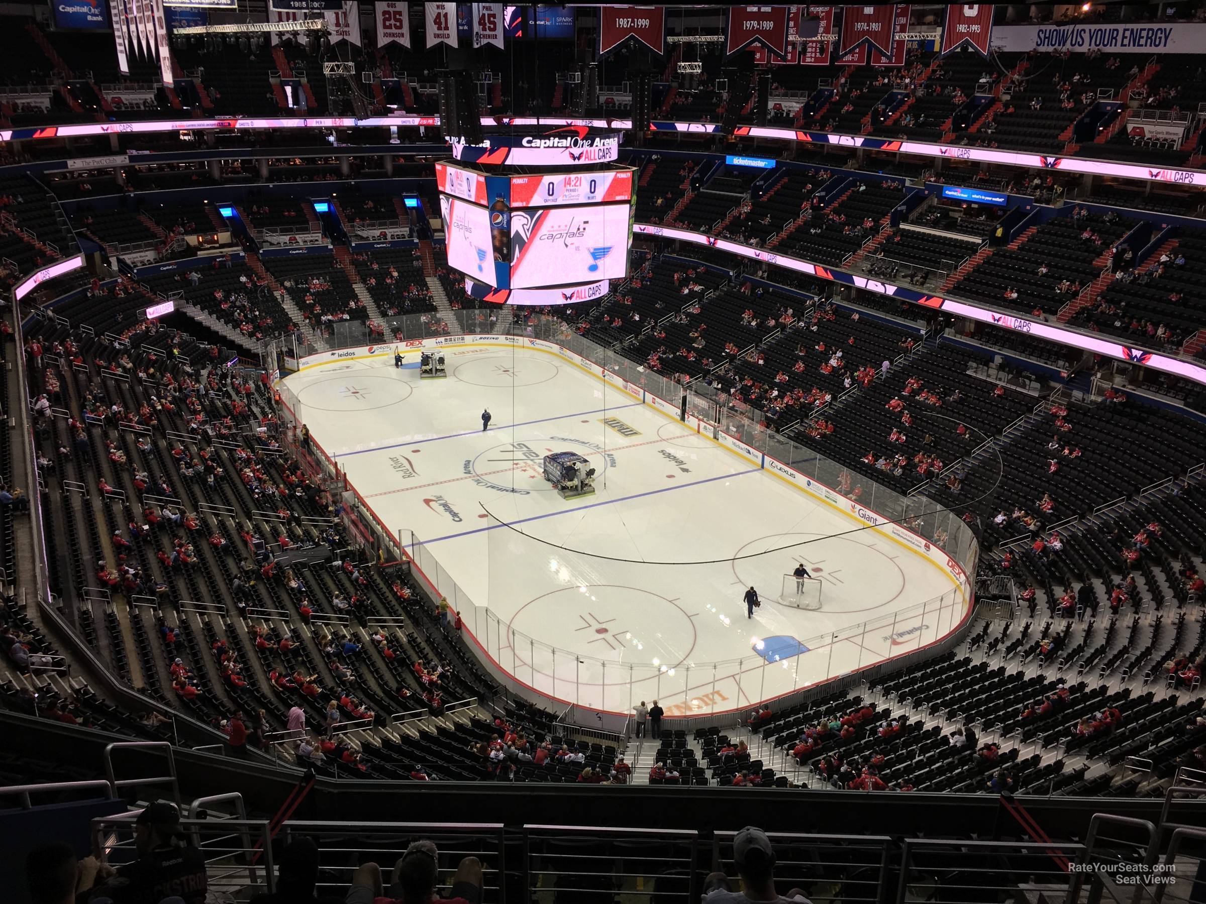 section 406, row m seat view  for hockey - capital one arena