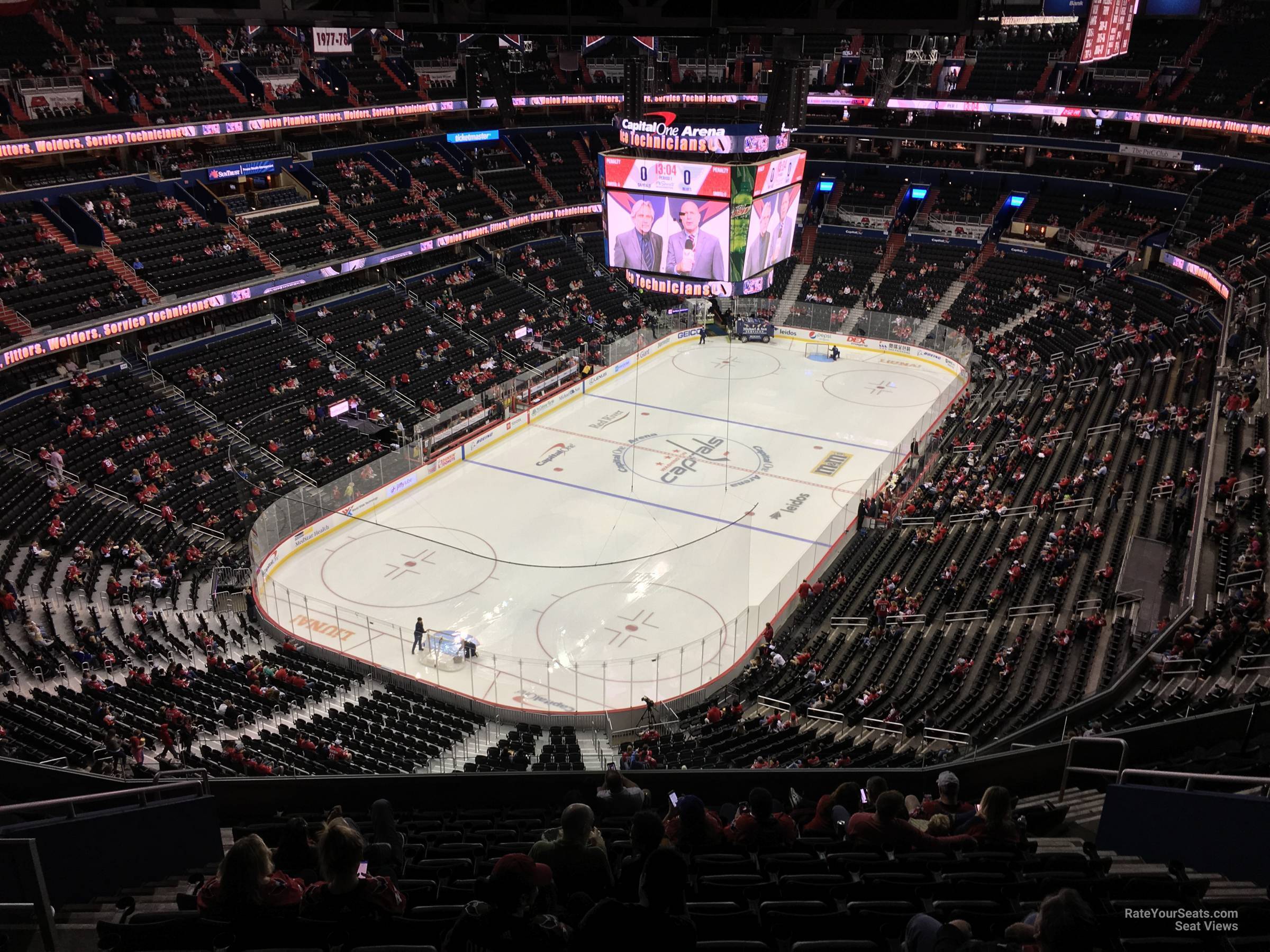 section 411, row m seat view  for hockey - capital one arena