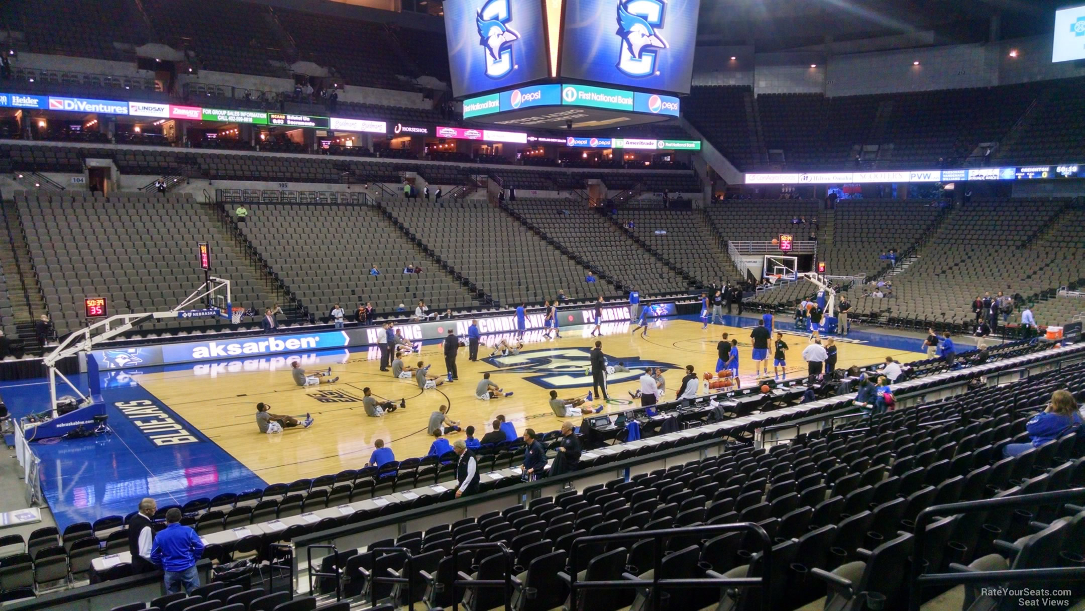 section 123, row 15 seat view  for basketball - chi health center omaha