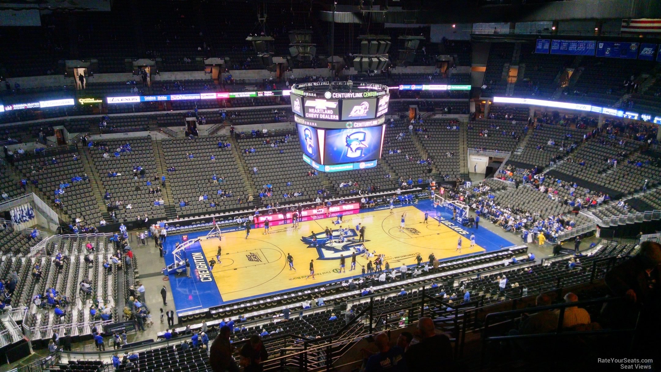 section 207, row m seat view  for basketball - chi health center omaha