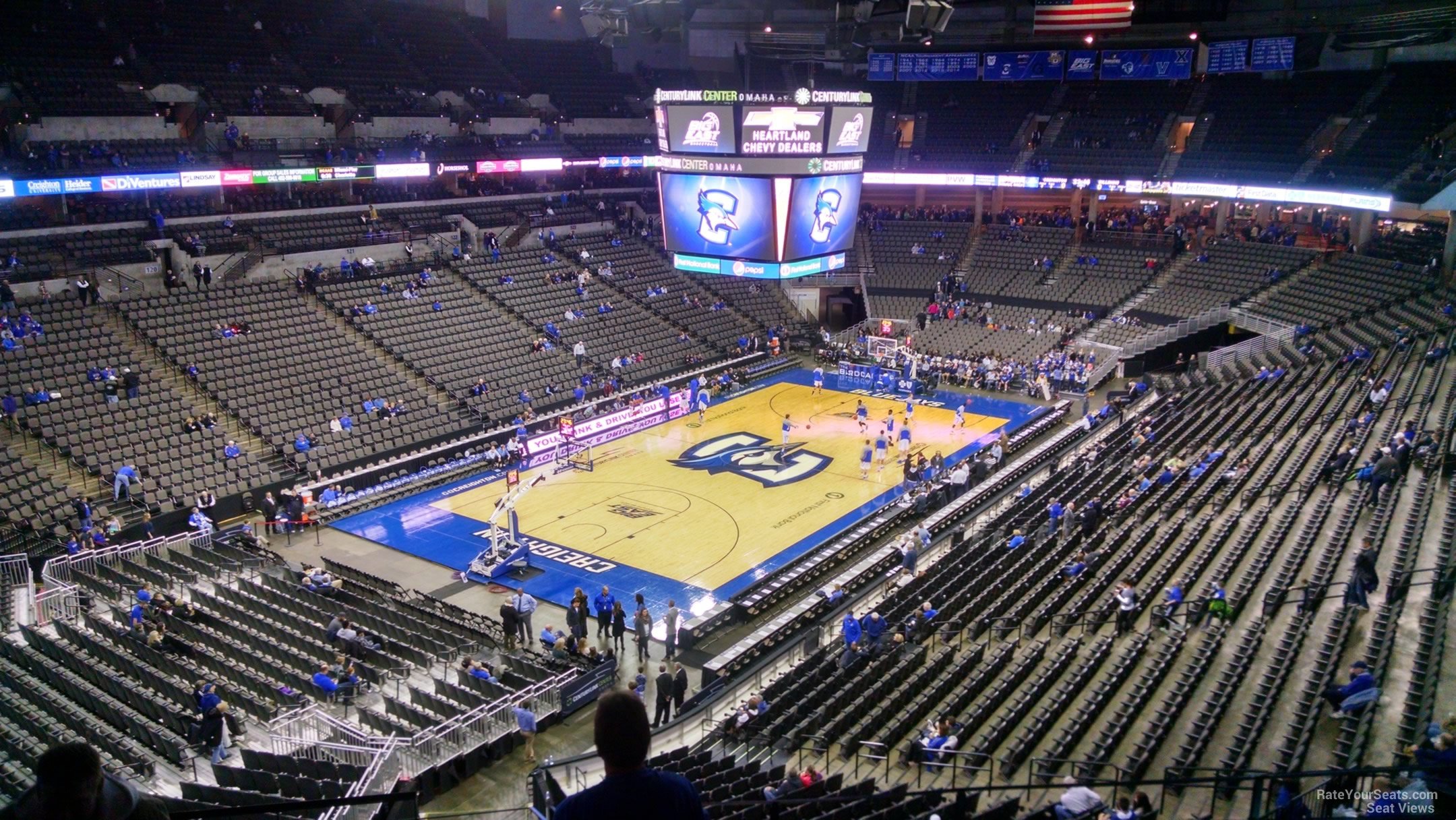 section 210, row l seat view  for basketball - chi health center omaha