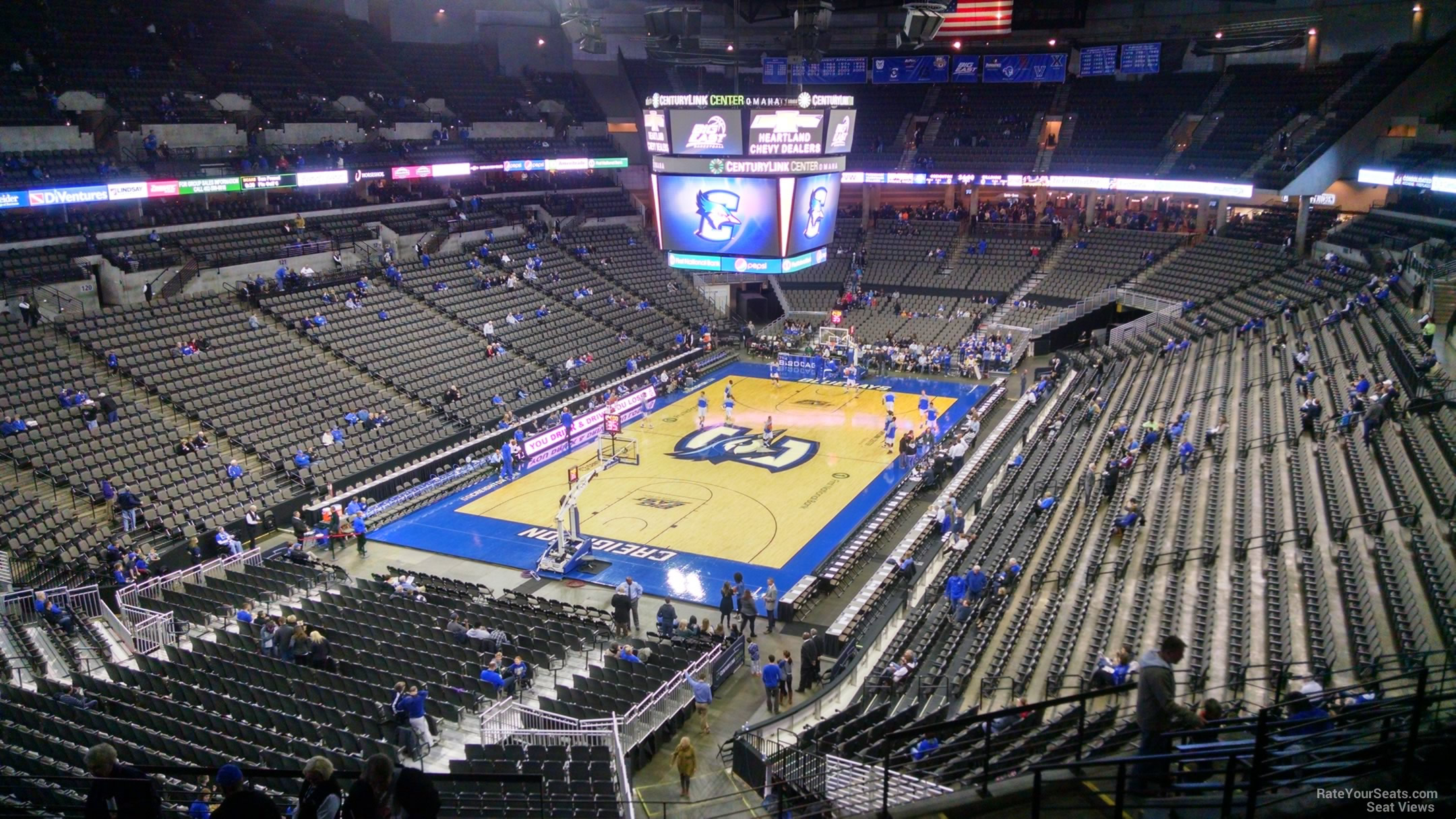 section 211, row l seat view  for basketball - chi health center omaha