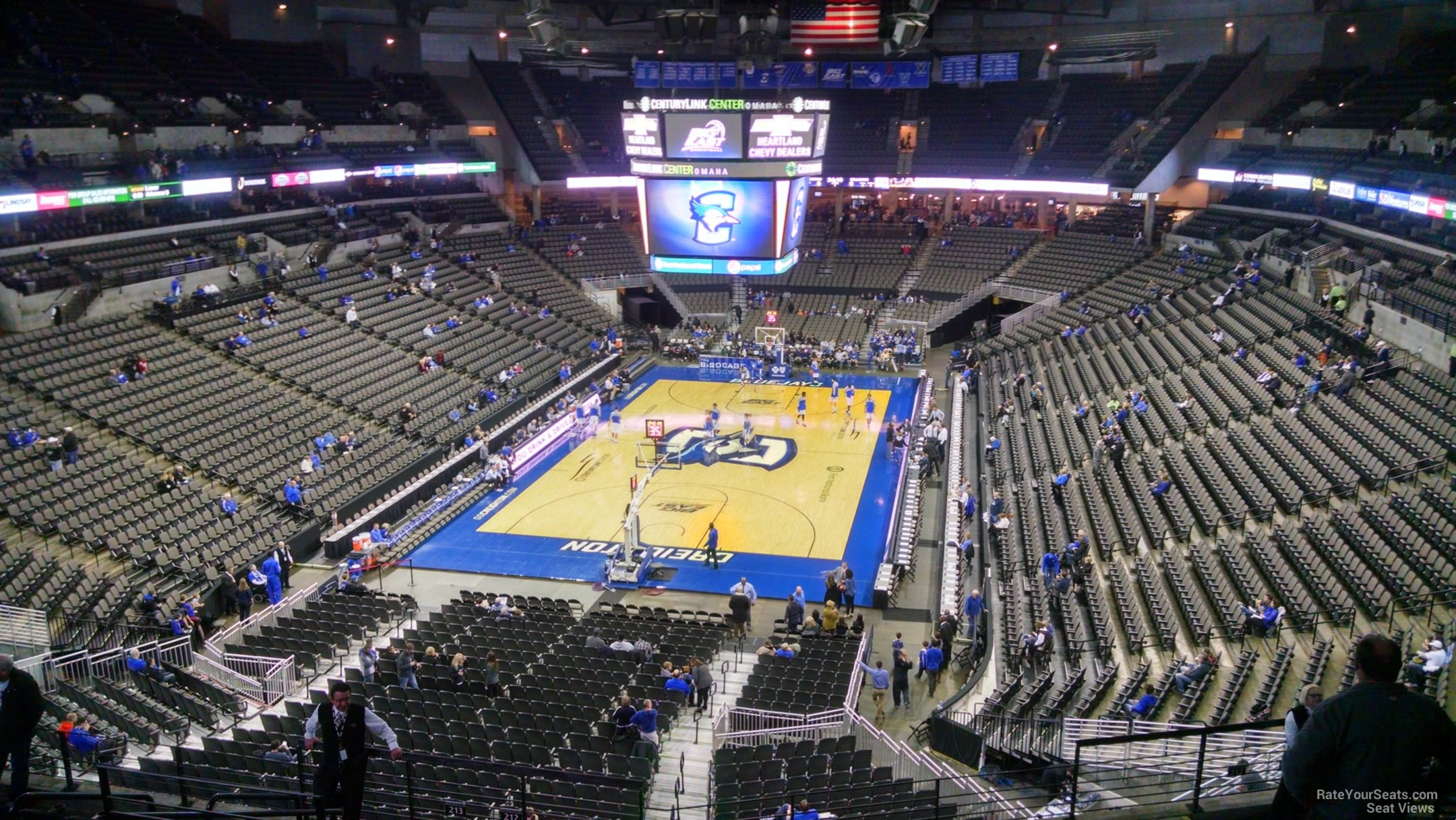 section 212, row l seat view  for basketball - chi health center omaha