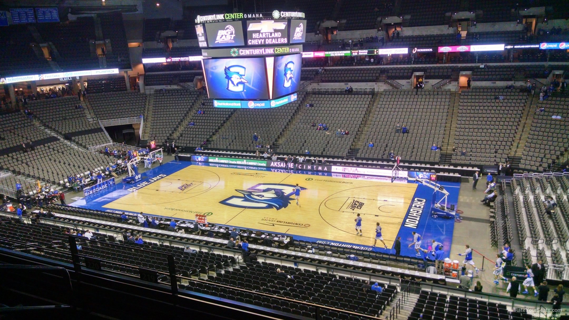 section 219, row c seat view  for basketball - chi health center omaha