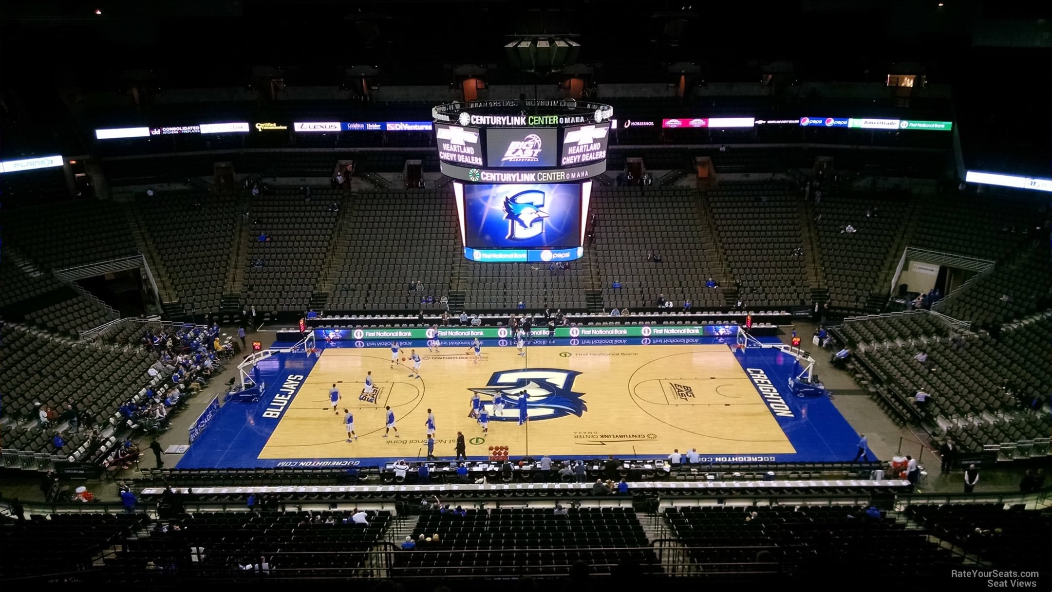 section 221, row h seat view  for basketball - chi health center omaha